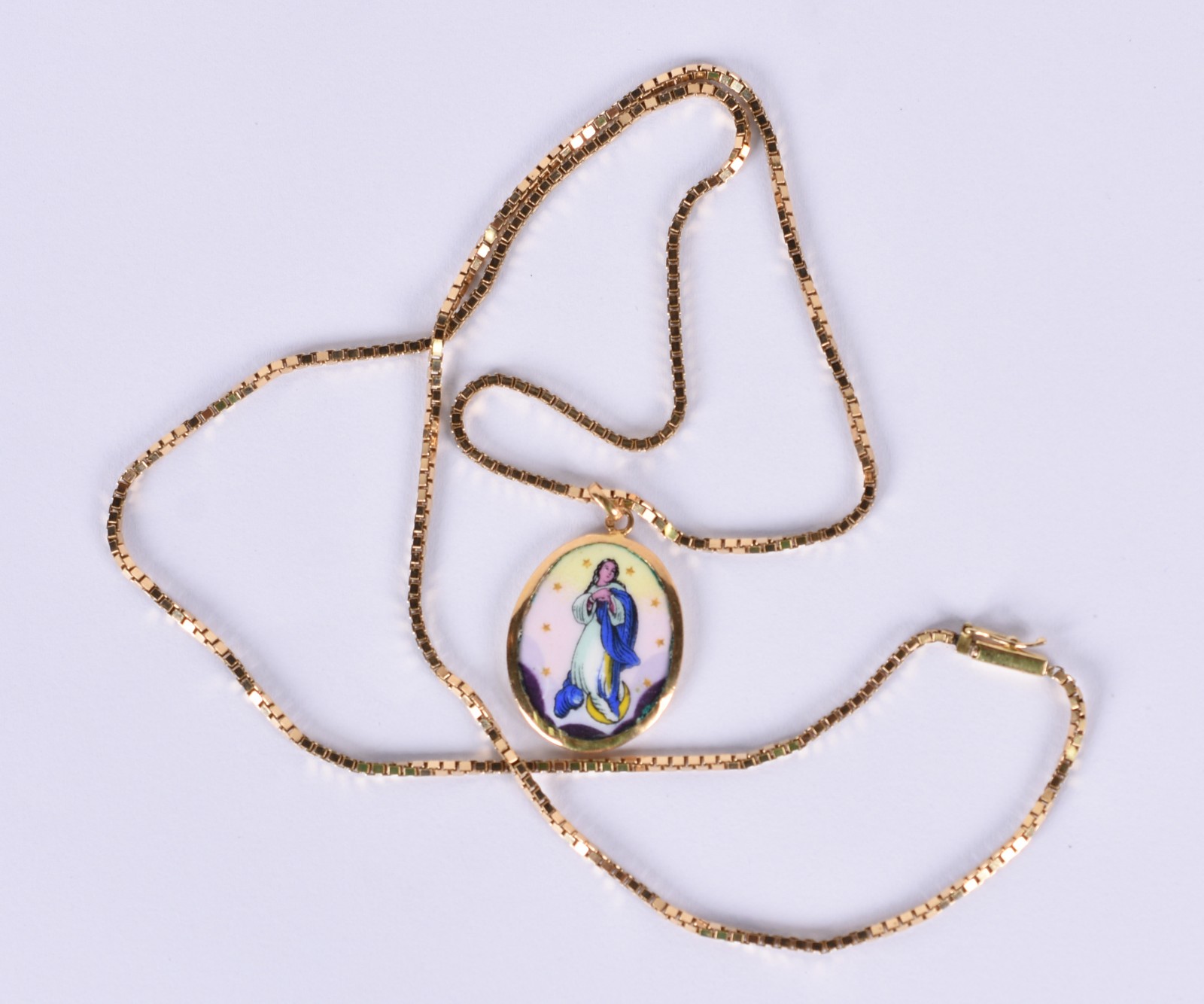 Colar de ouro 18 k contraste 750 com pingente de Nossa Senhora da... - foto 3 de 5