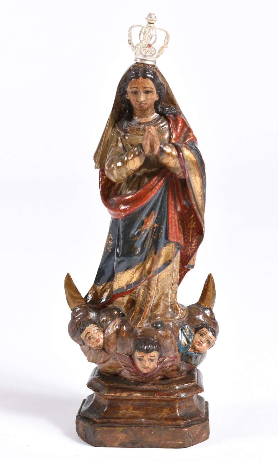 Imagem de Nossa Senhora da Conceição de madeira policromada com coroa... - foto 1 de 4