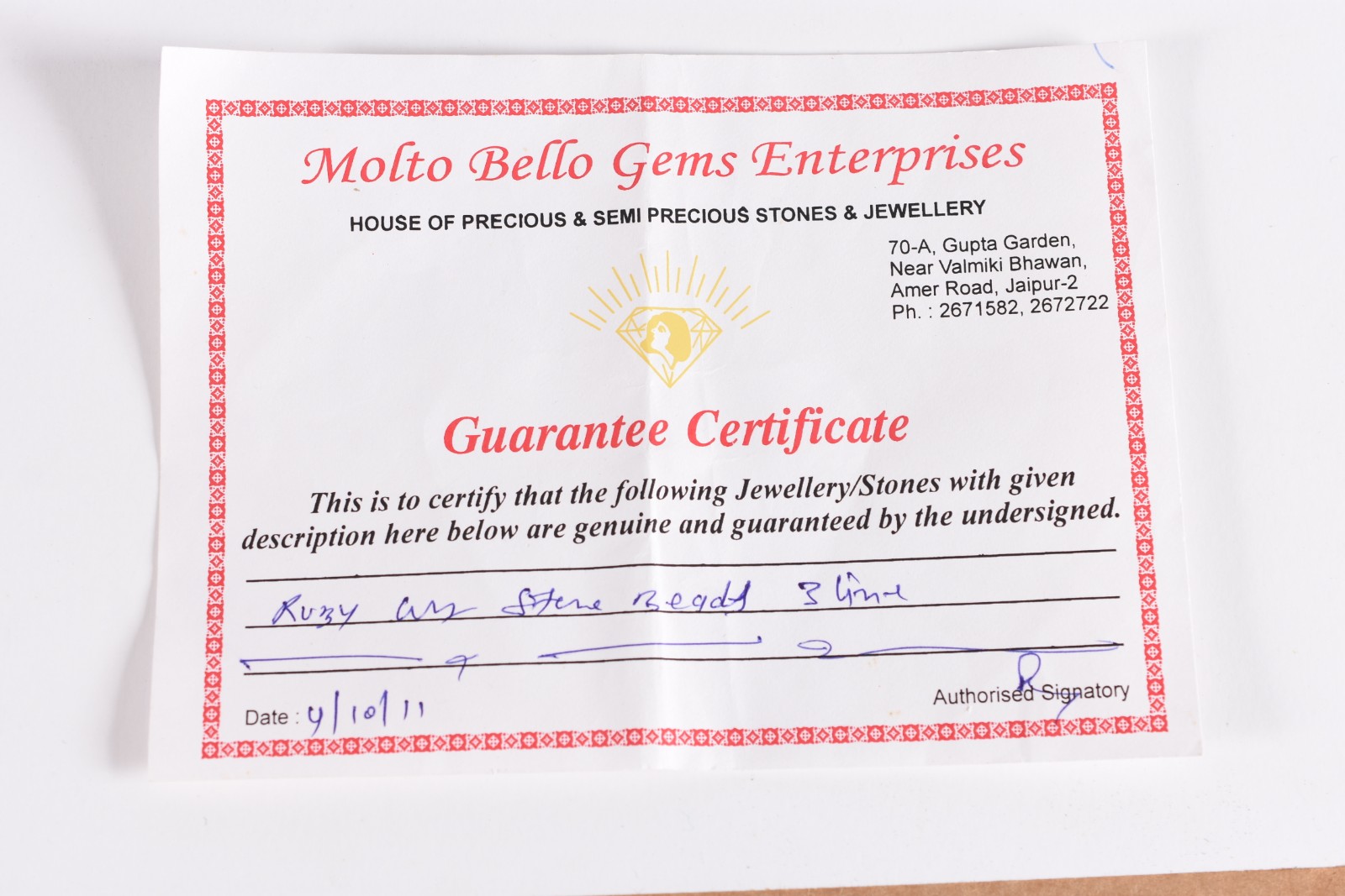 Colar com 3 voltas em rubi indianas, com certificado. - foto 4 de 4