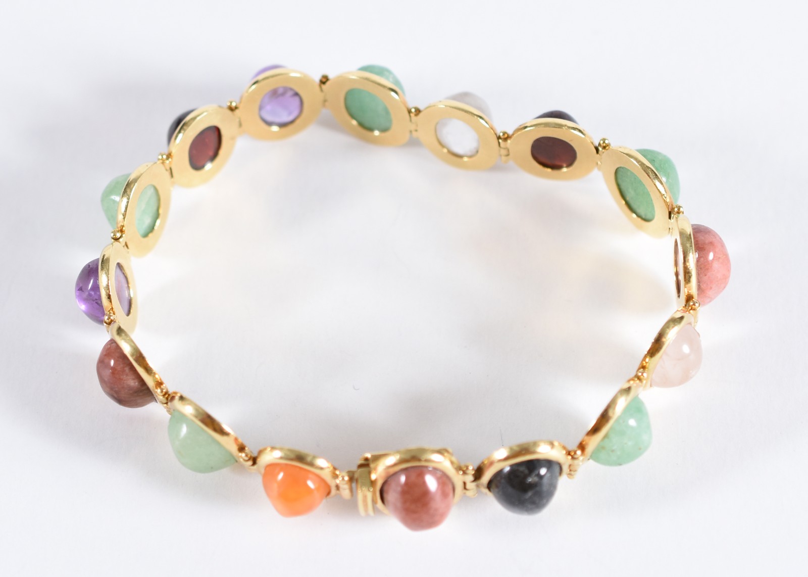 Pulseira em ouro 18 k, contrastada 750, com 16 pedras cabochon... - foto 3 de 6