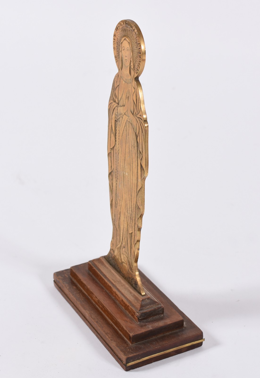 Imagem francesa de Imaculada Conceição de bronze, base de madeira... - foto 3 de 4