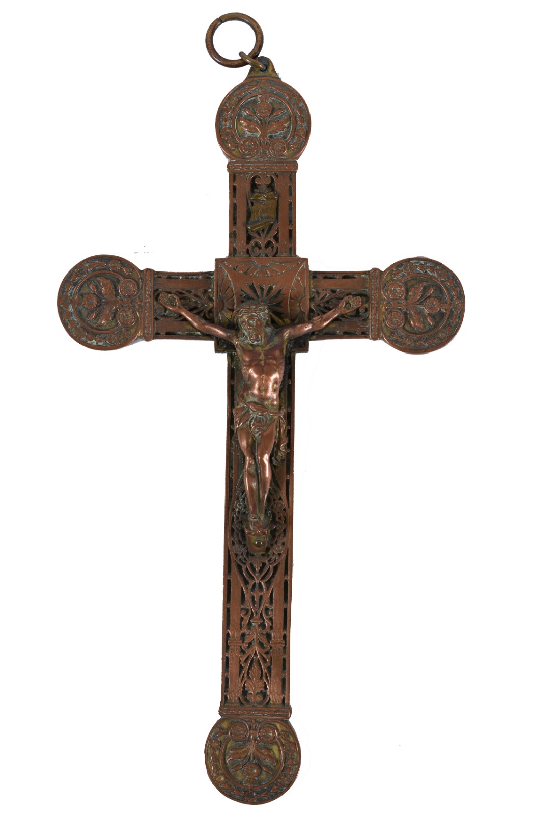 Crucifixo com figura de Cristo em bronze. - foto 2 de 3
