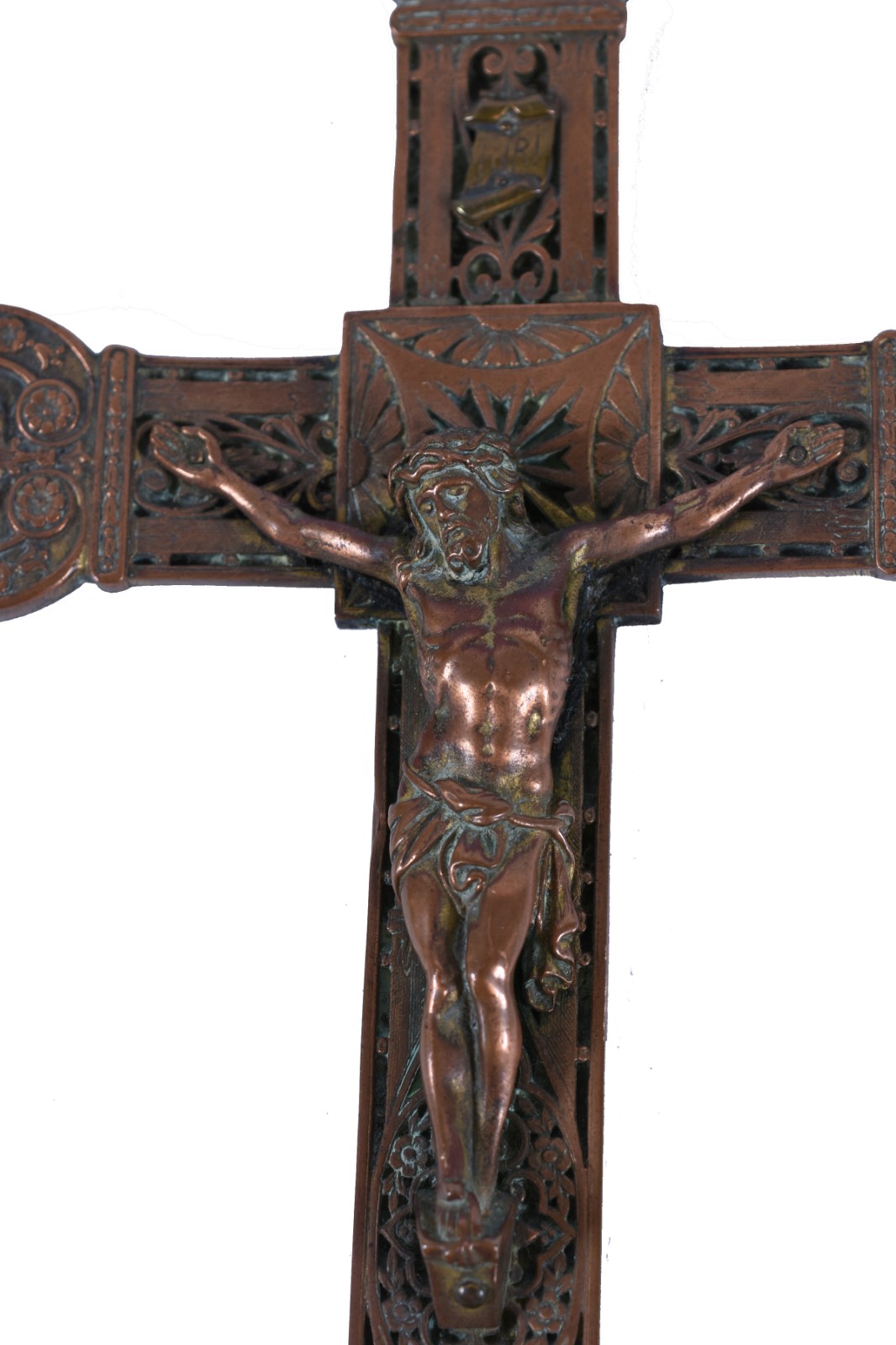 Crucifixo com figura de Cristo em bronze. - foto 1 de 3