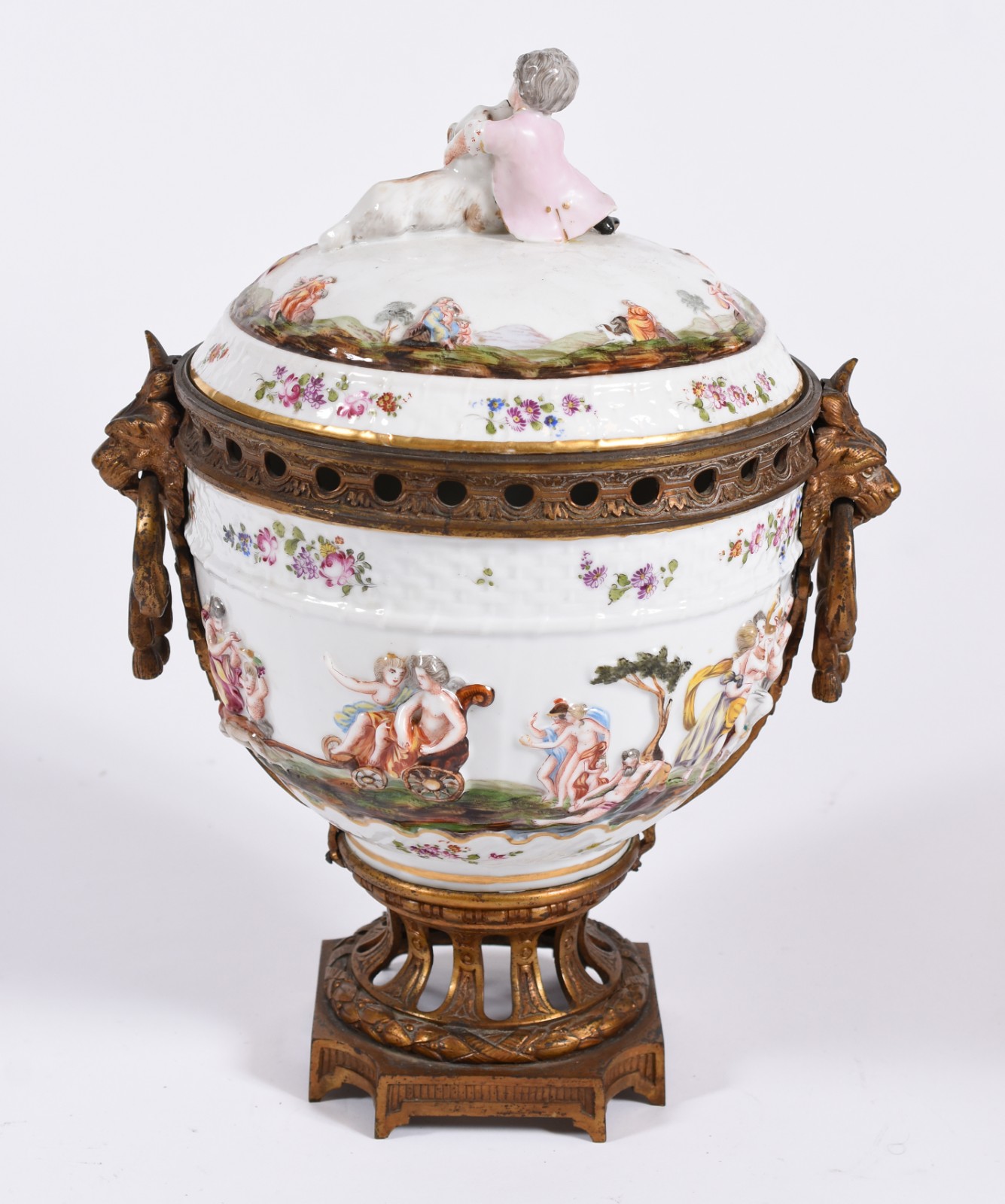 Belíssimo potiche de porcelana italiana Capo Di Monti com figuras... - foto 4 de 8