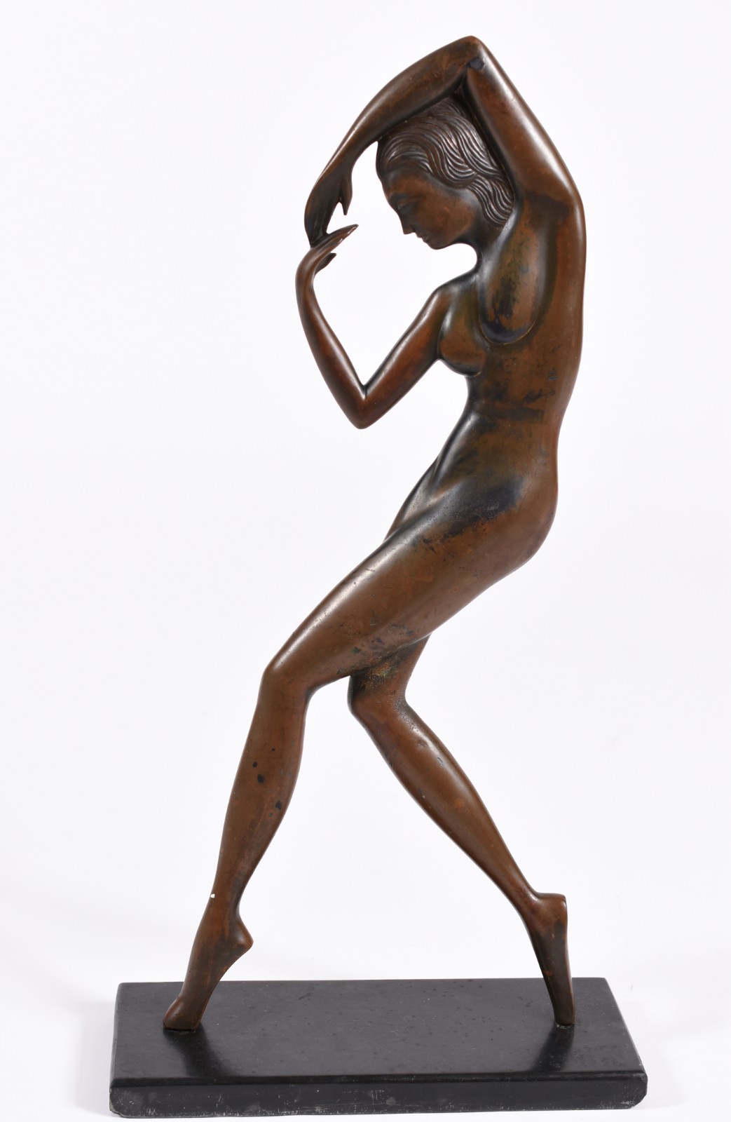 Escultura de bronze figura feminina, base de mármore, anos 50. - foto 1 de 4