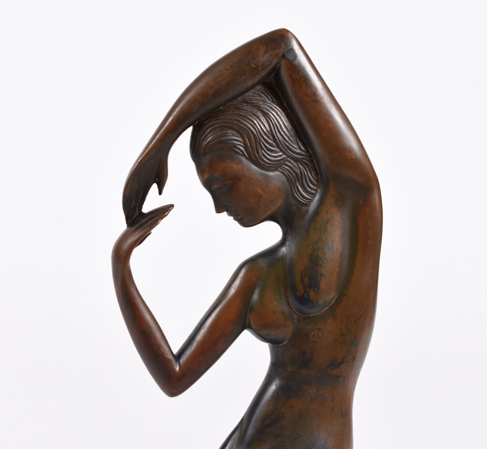 Escultura de bronze figura feminina, base de mármore, anos 50. - foto 2 de 4