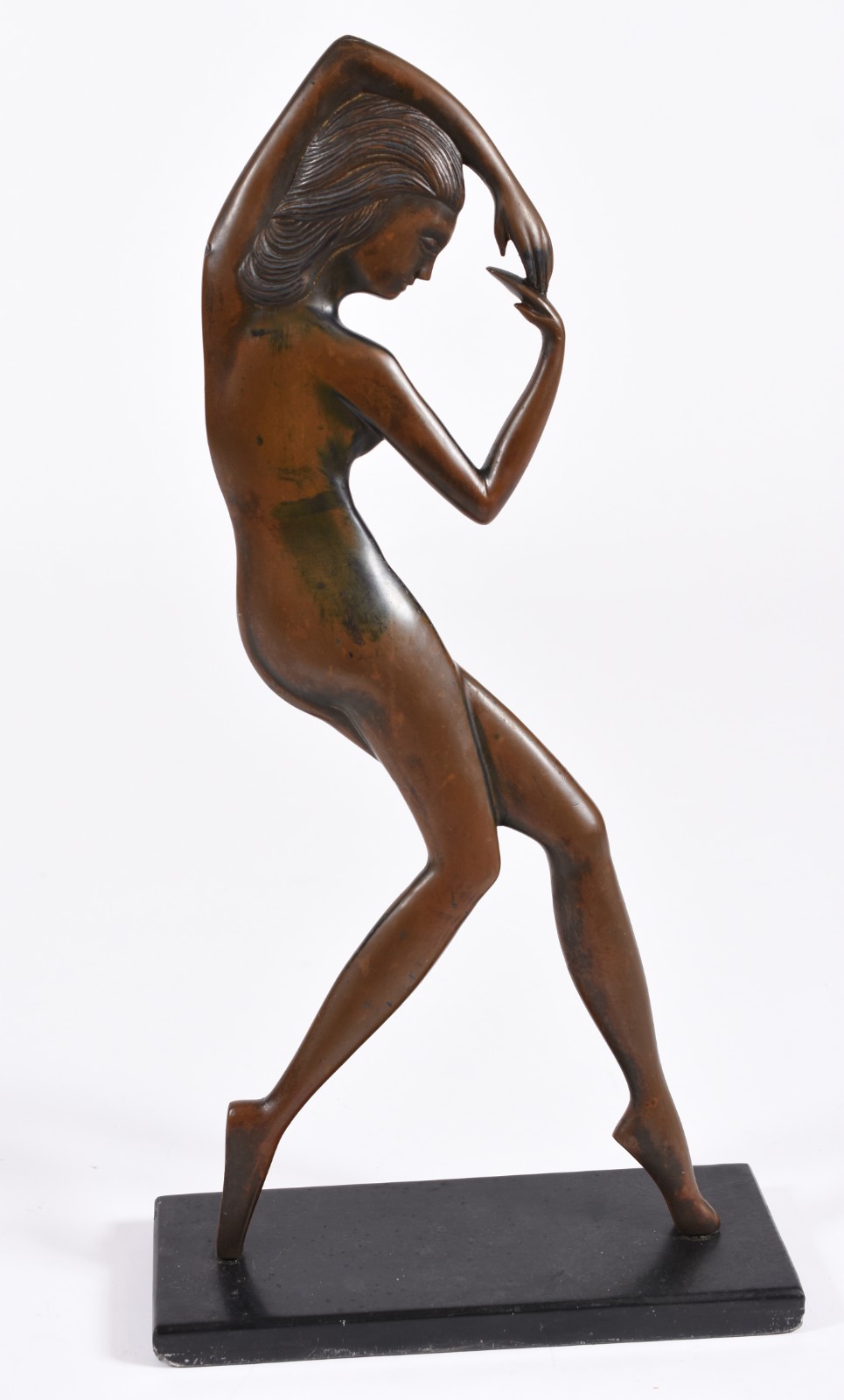 Escultura de bronze figura feminina, base de mármore, anos 50. - foto 4 de 4