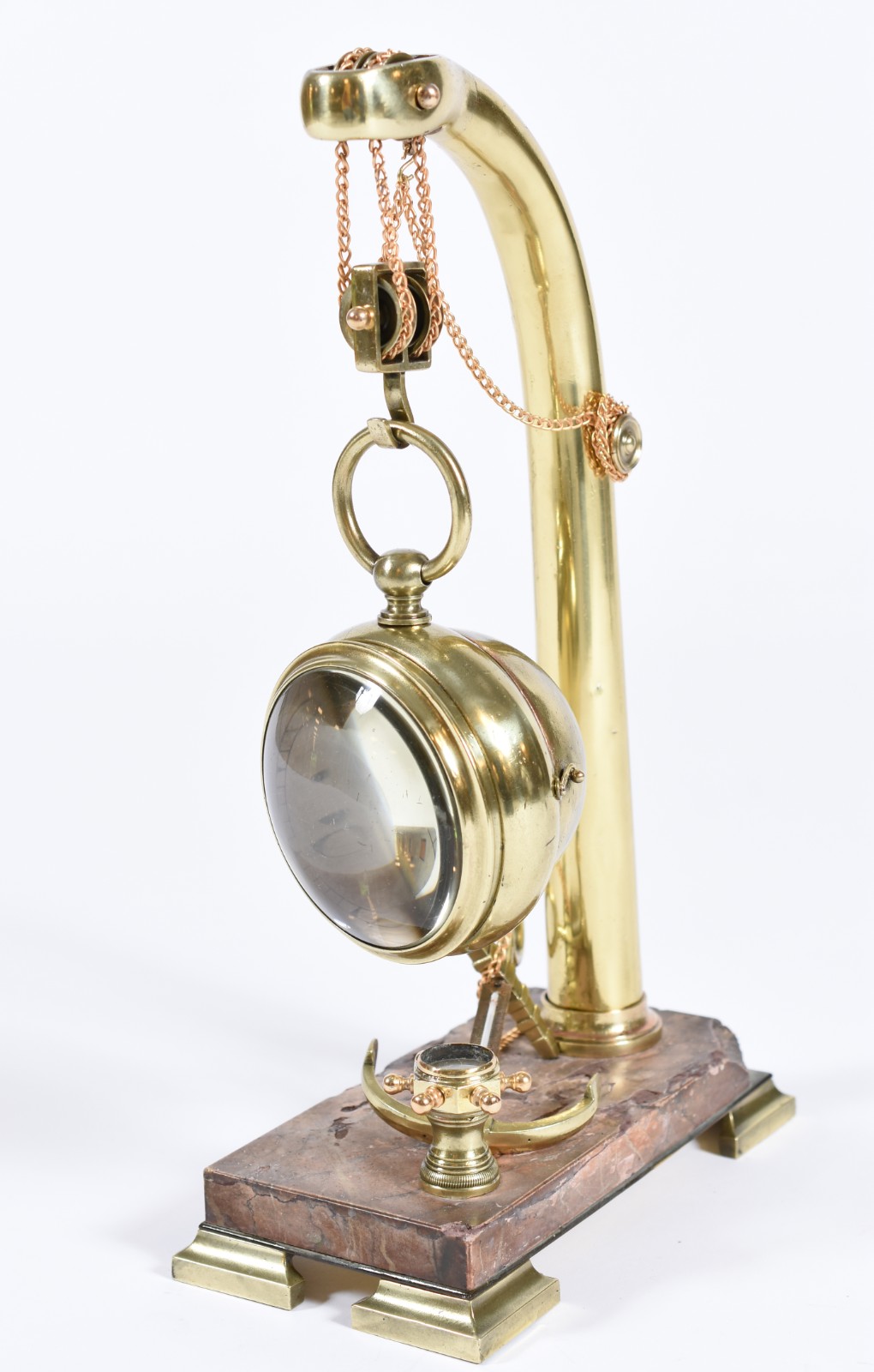 Relógio bola de bronze e cristal, a pilha, base de mármore (lascado)... - foto 2 de 6