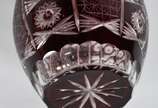 Licoreira em demi cristal doublé rubi lapidado ... - Licoreira em demi cristal doublé rubi lapidado com 5 cálices.