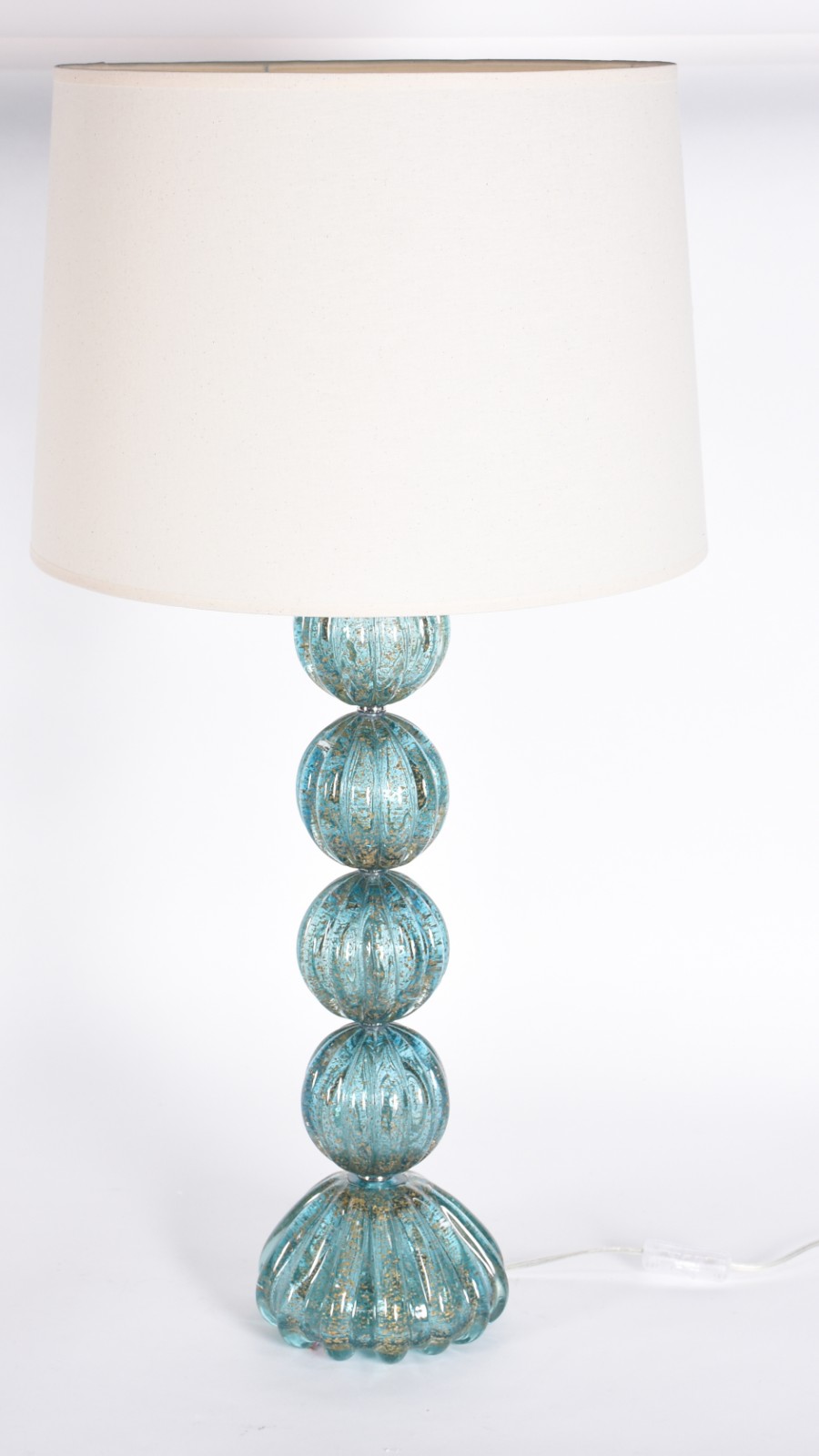 Luminária de vidro decorativo na cor azul com cúpula. - foto 1 de 3