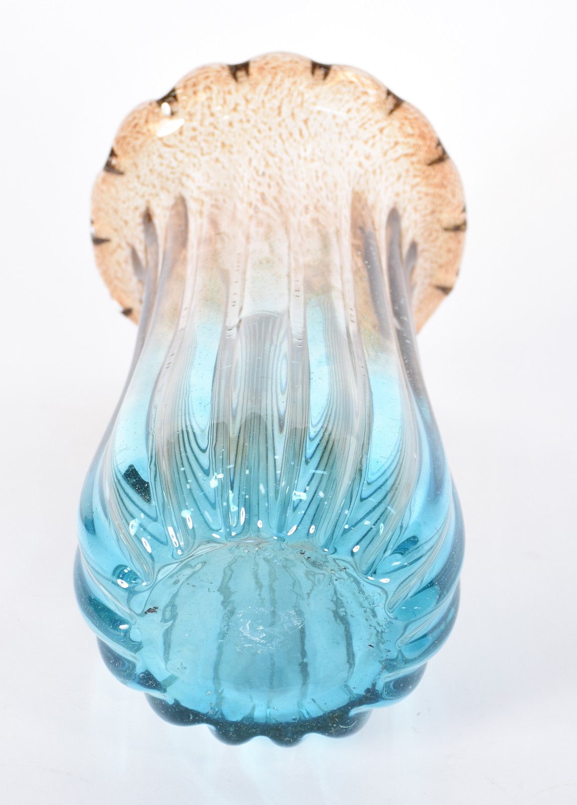 Vaso de vidro decorativo nas cores azul e âmbar. - foto 3 de 3