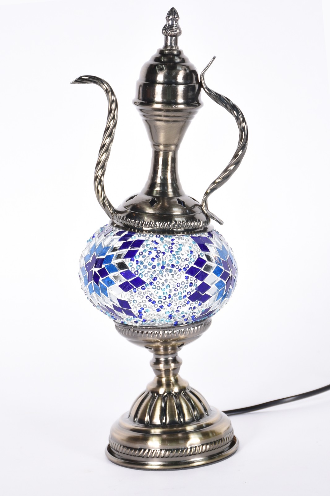 Luminária marroquina de metal e placas de vidro. - foto 2 de 3