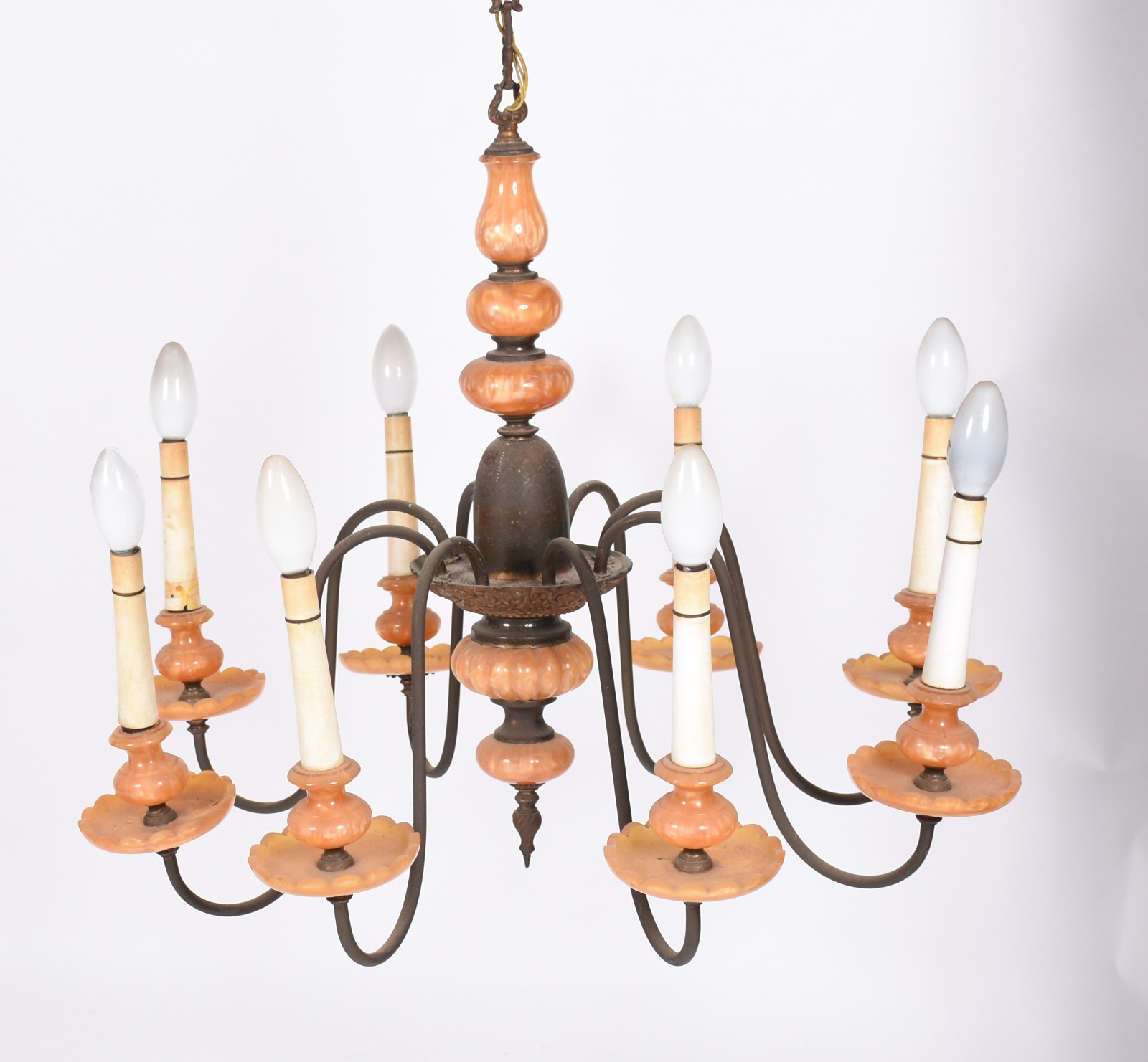Lustre de alabastro sintético com 8 braços, 1 vela colada. - foto 1 de 4