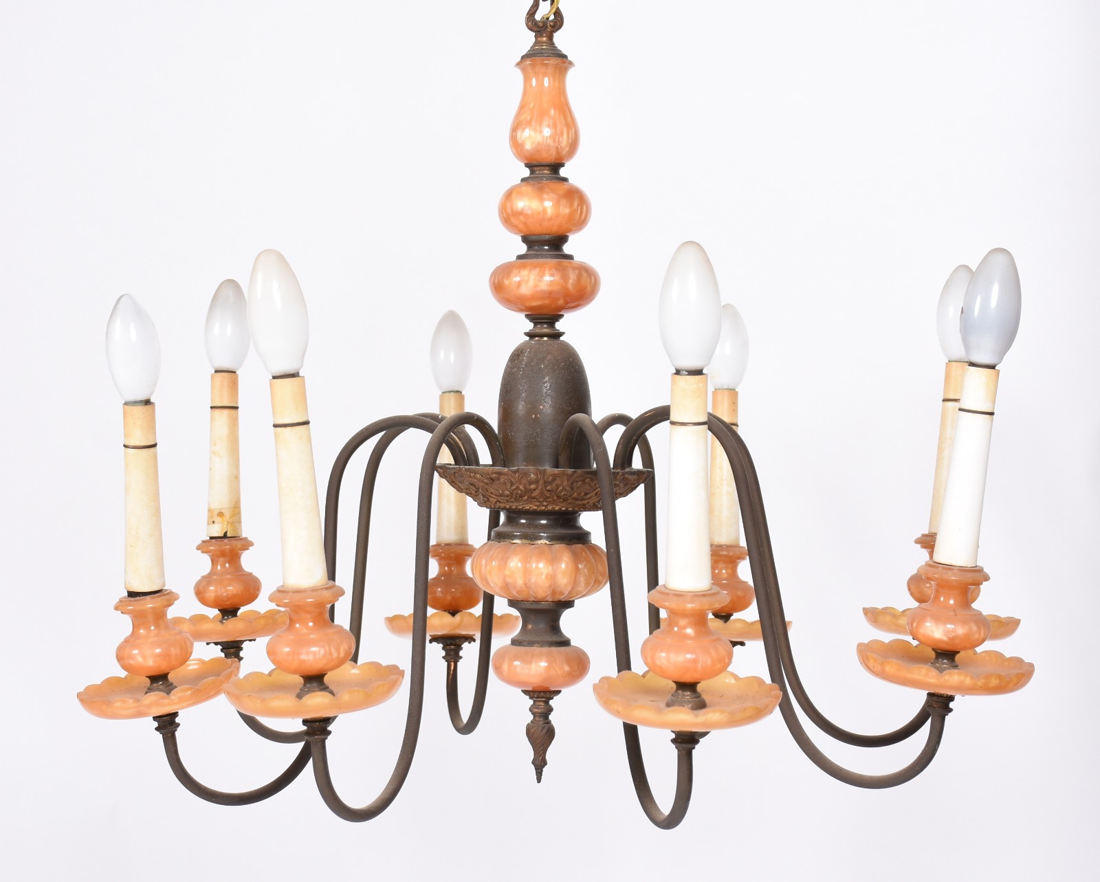 Lustre de alabastro sintético com 8 braços, 1 vela colada. - foto 2 de 4