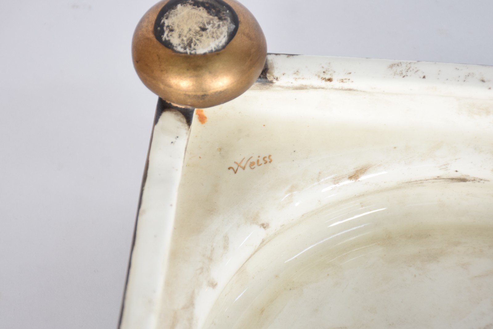Vaso de cerâmica WEISS vazada na cor bege, com rachaduras. - foto 6 de 8