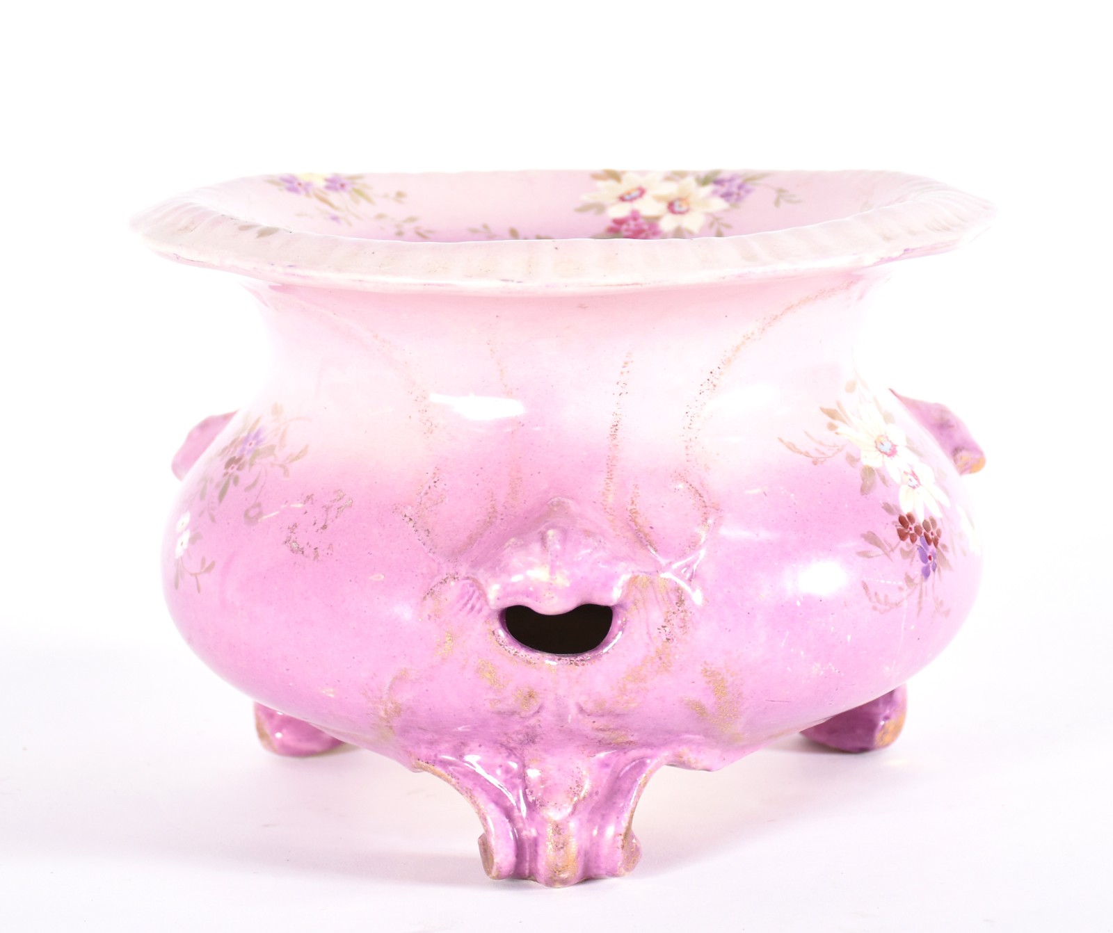 Escarradeira de porcelana na cor lilás com flores. - foto 3 de 5