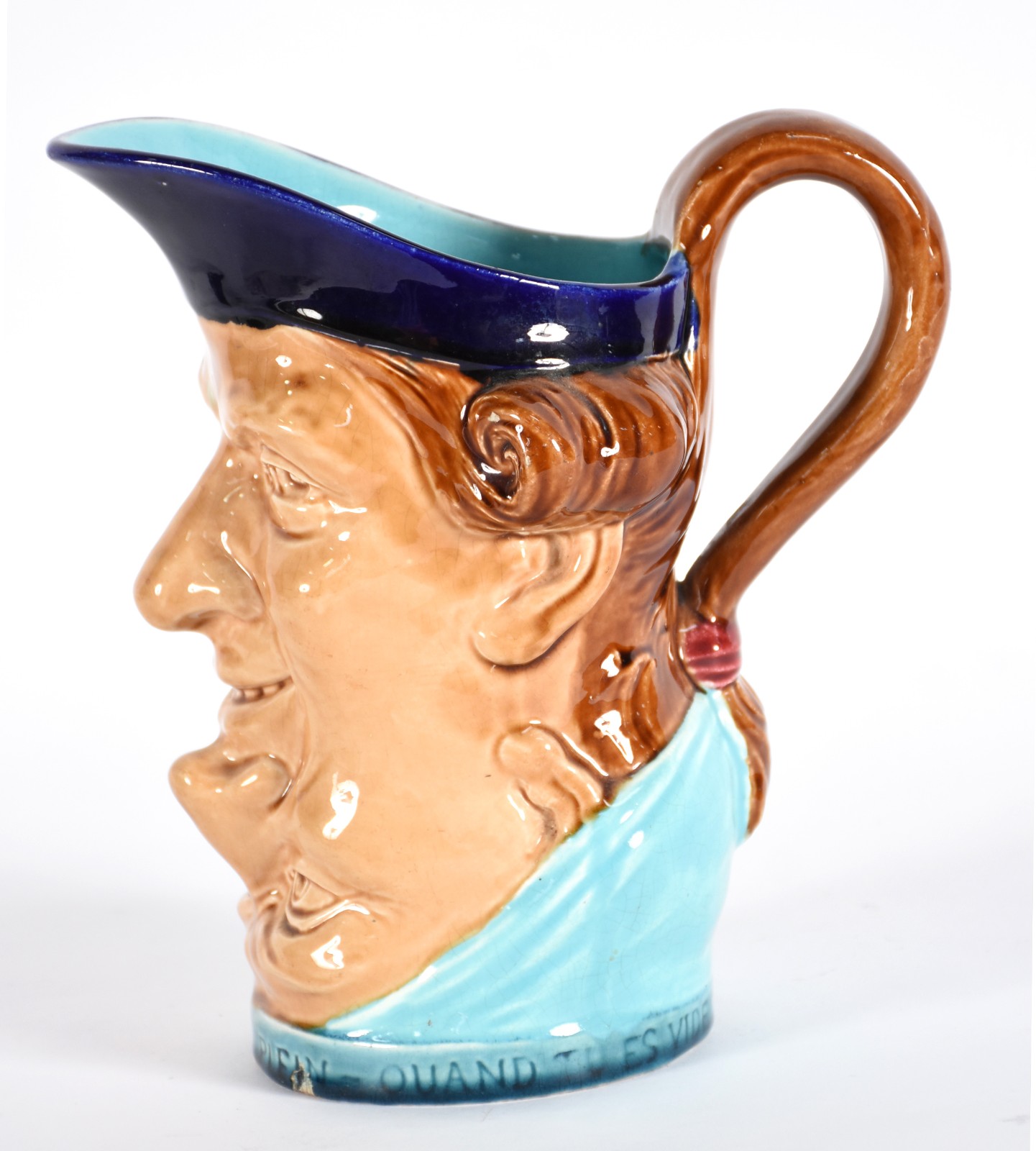 Tankard em porcelana francesa SARREGUEMINES, na forma de cabeça de... - foto 3 de 6