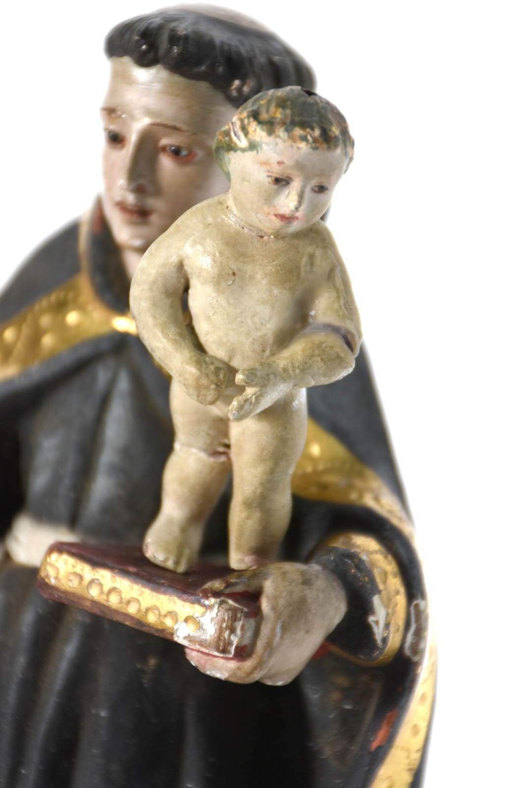 Antiga Imagem de Santo Antônio com menino de madeira policromada e... - foto 3 de 5