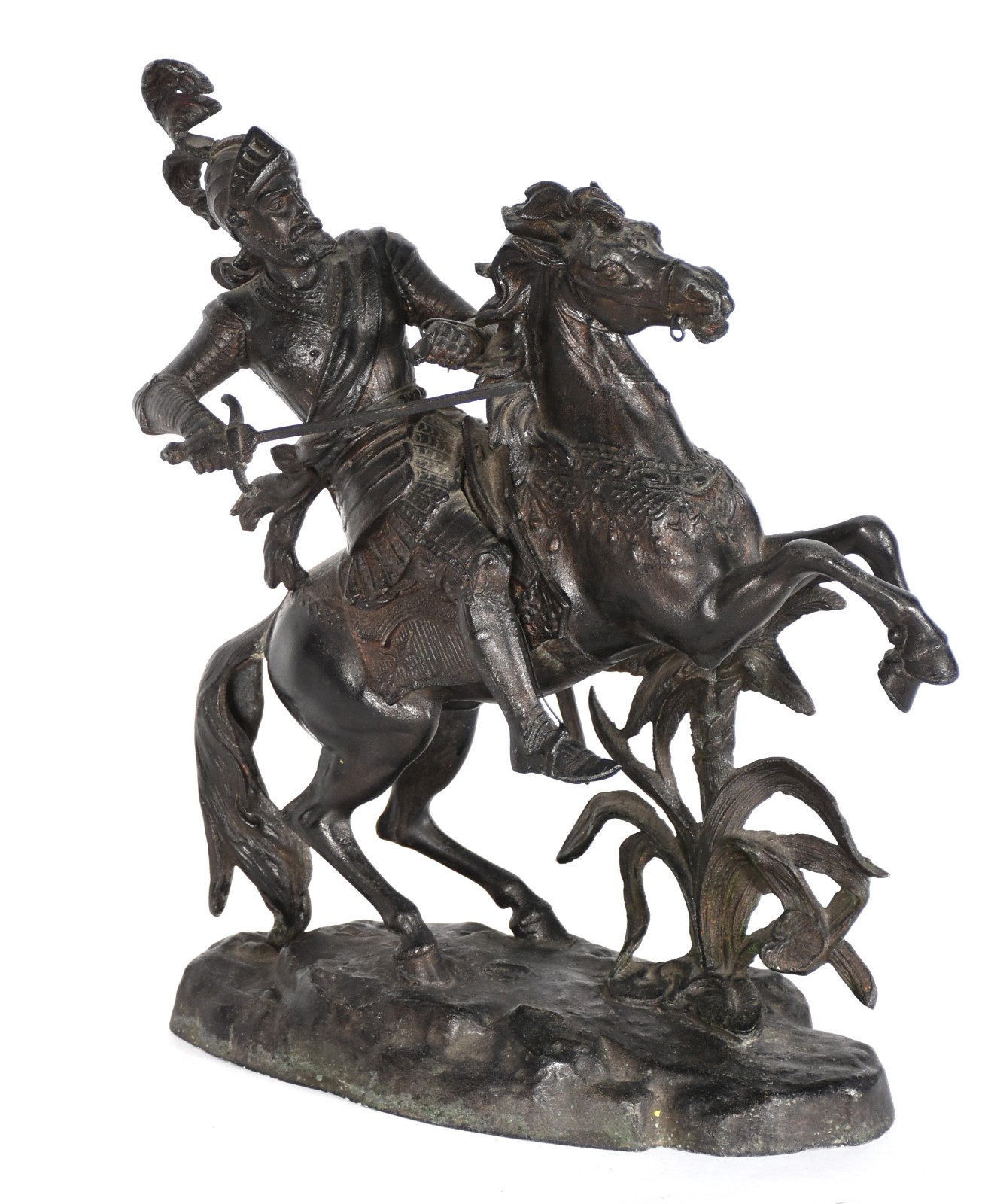 Escultura de petit bronze representando guerreiro, com rachado no pé... - foto 1 de 6