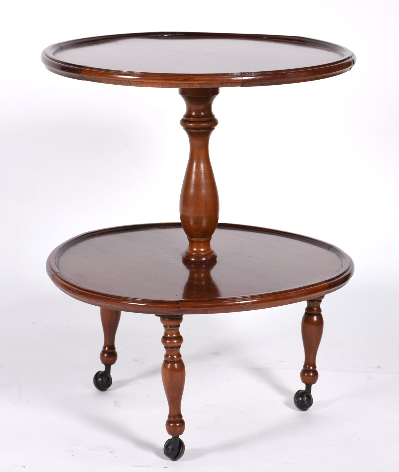 Mesa auxiliar de madeira nobre, dita "cake table", dois platôs, sobre... - foto 2 de 4