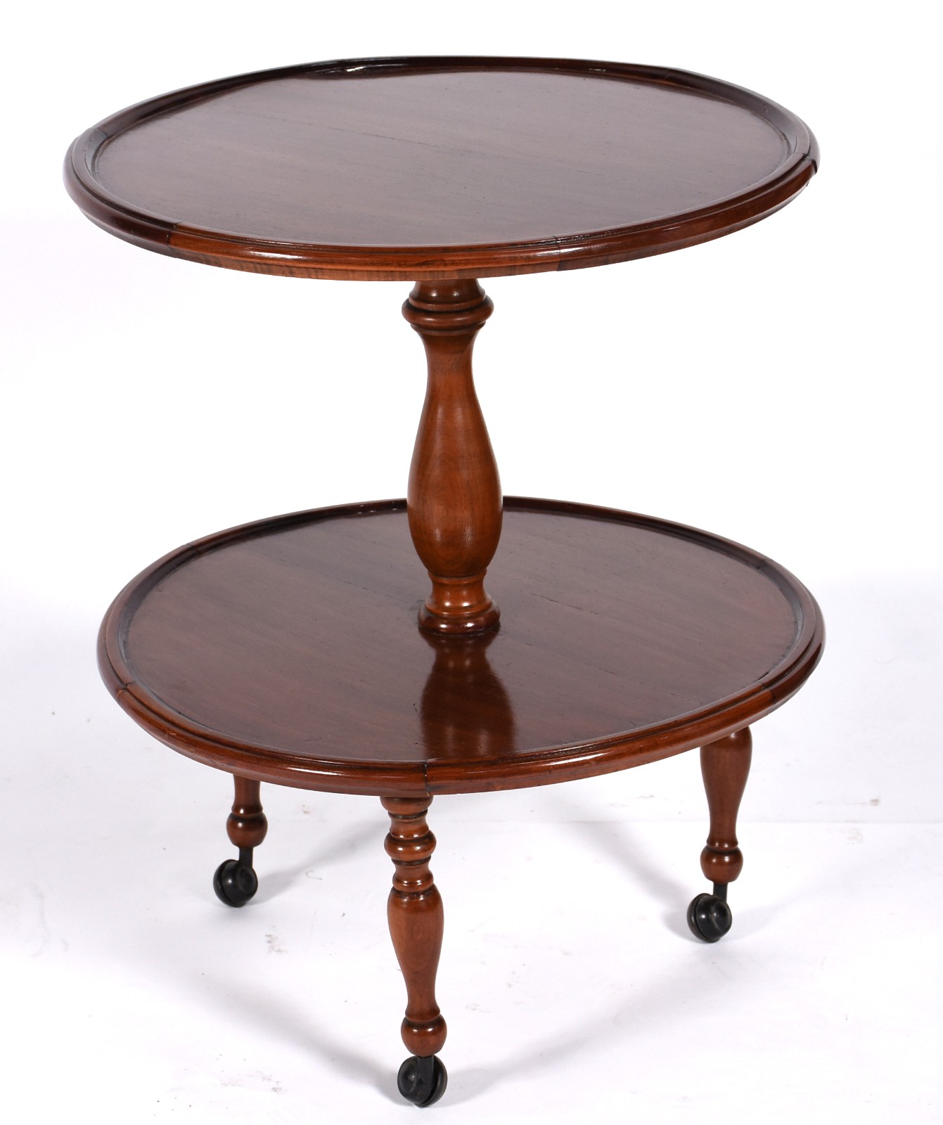 Mesa auxiliar de madeira nobre, dita "cake table", dois platôs, sobre... - foto 1 de 4