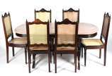 Mesa de jantar com 6 cadeiras com encosto e ass... - Mesa de jantar com 6 cadeiras com encosto e assento de palhinha (algumas com encosto de palhinha sintética).