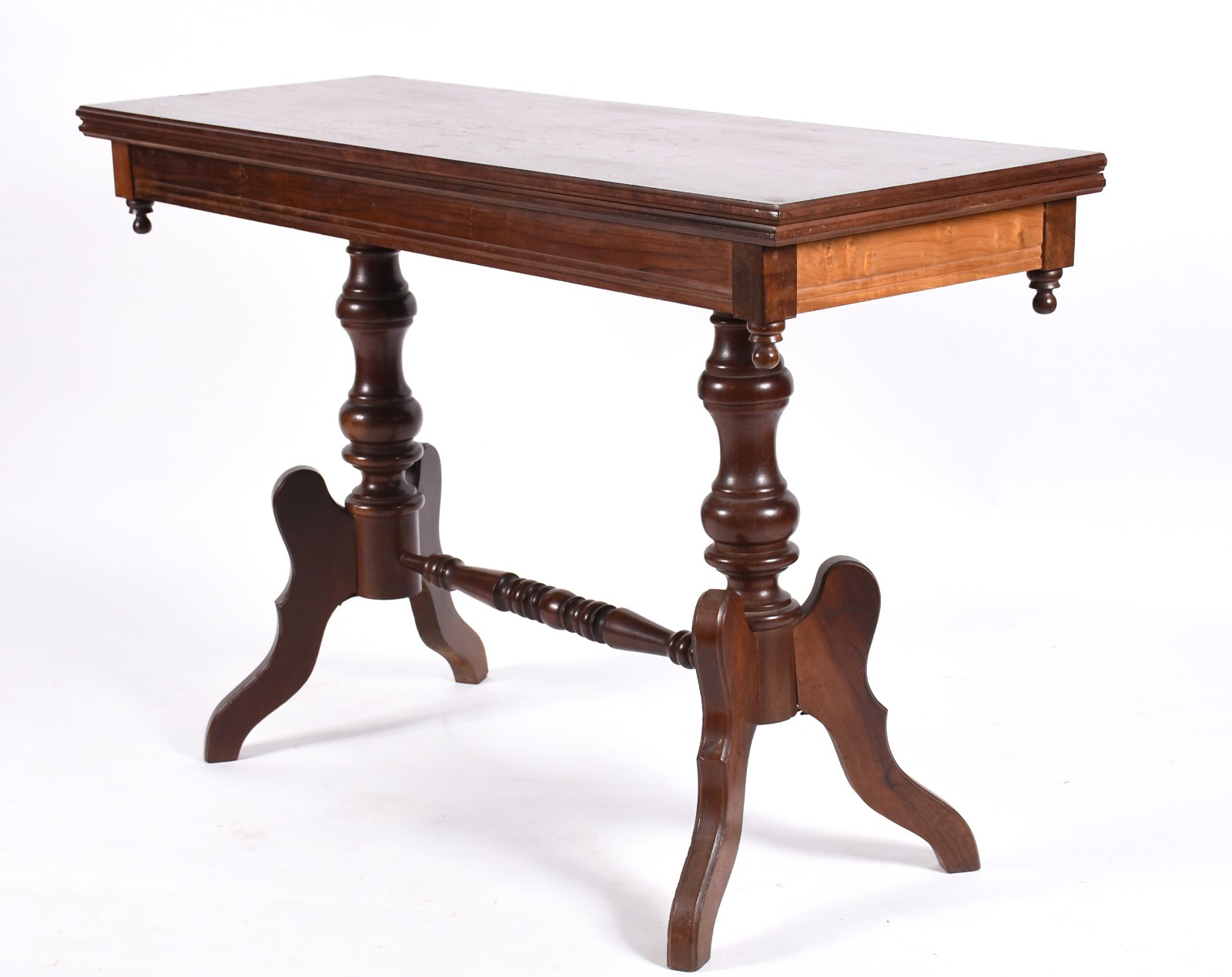 Mesa/console de madeira nobre base coluna dupla torneada, parte... - foto 1 de 6