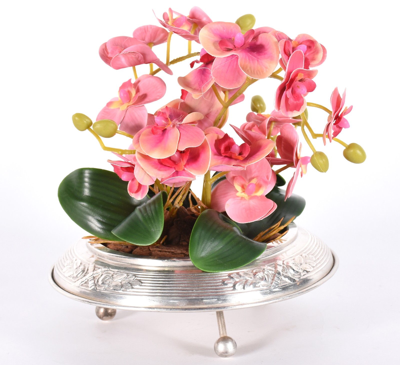 Pequeno cachepot com banho de prata com composição floral de... - foto 2 de 4