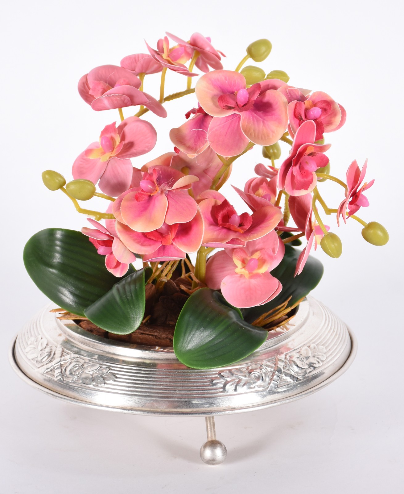 Pequeno cachepot com banho de prata com composição floral de... - foto 3 de 4
