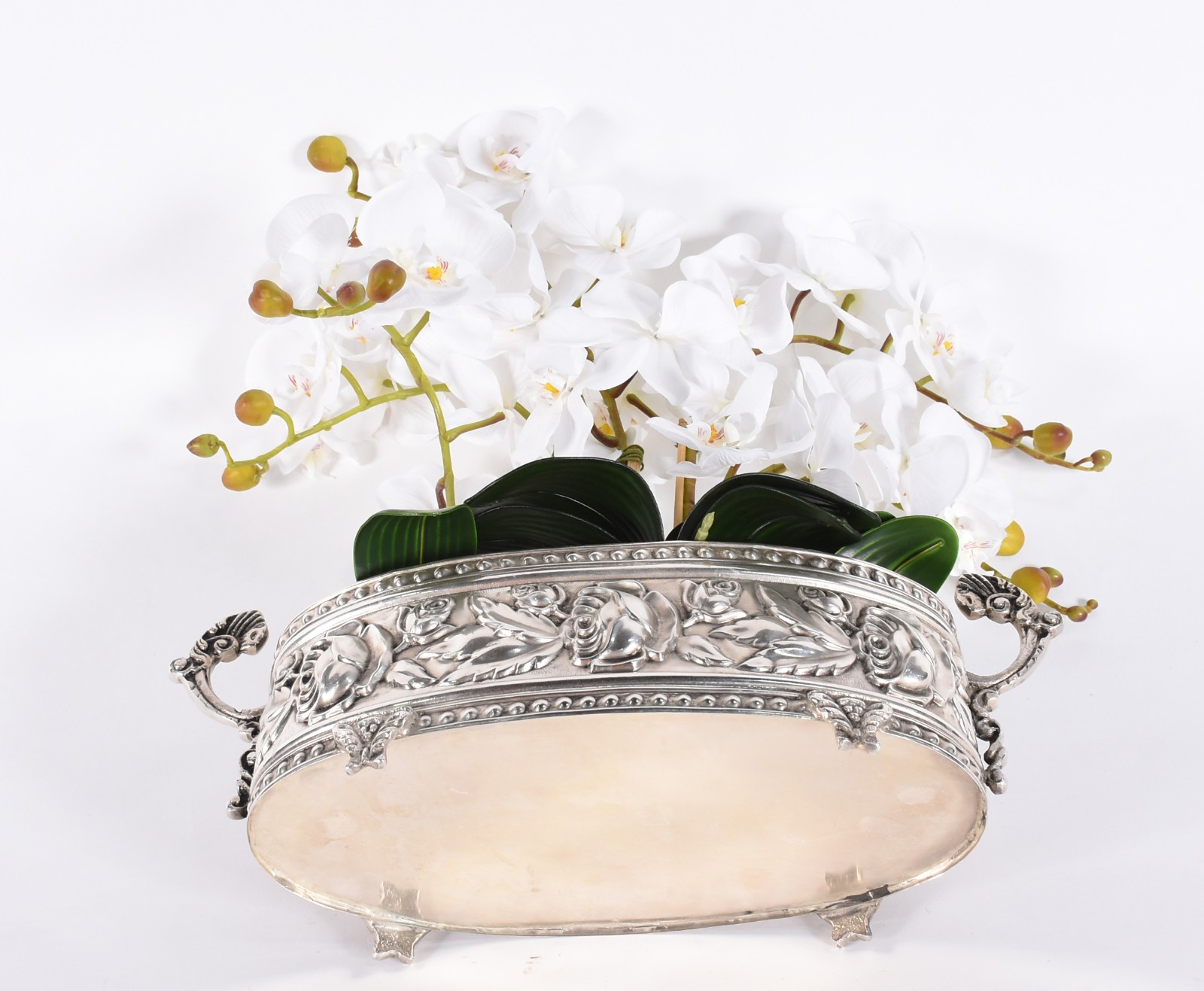 Cachepot com banho de prata com composição floral de orquídeas... - foto 5 de 5