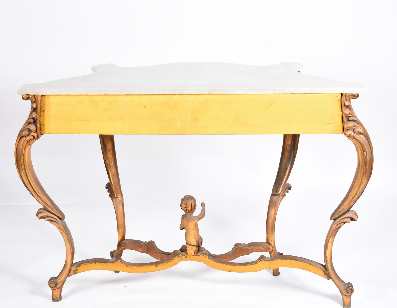 Belíssimo Console de madeira entalhada e dourada, pernas arqueadas... - foto 4 de 5