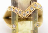 Anel de ouro 18 k, topázio de aprox. 12 ct. e b... - Anel de ouro 18 k, topázio de aprox. 12 ct. e brilhantes   aro: 17,5 