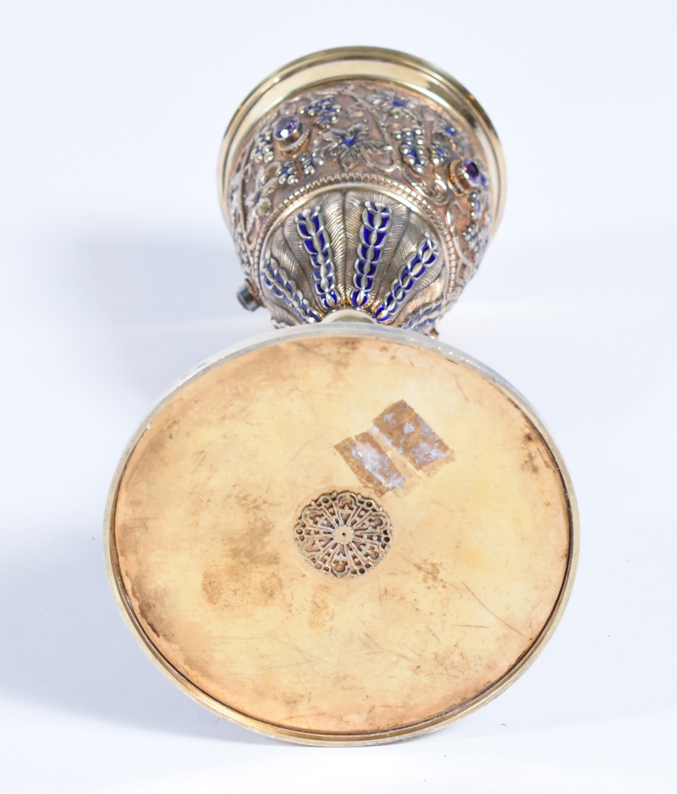 Raro Cálice sacro de prata e vermeil do século XIX com pedras... - foto 4 de 4