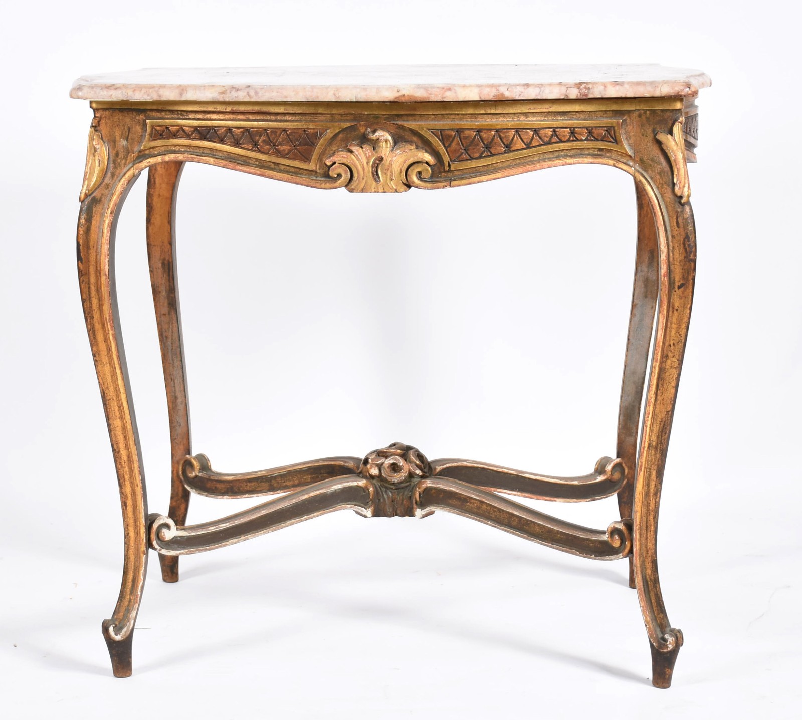 Mesa de apresentação de madeira nobre dourada, tampo de mármore (com... - foto 3 de 4