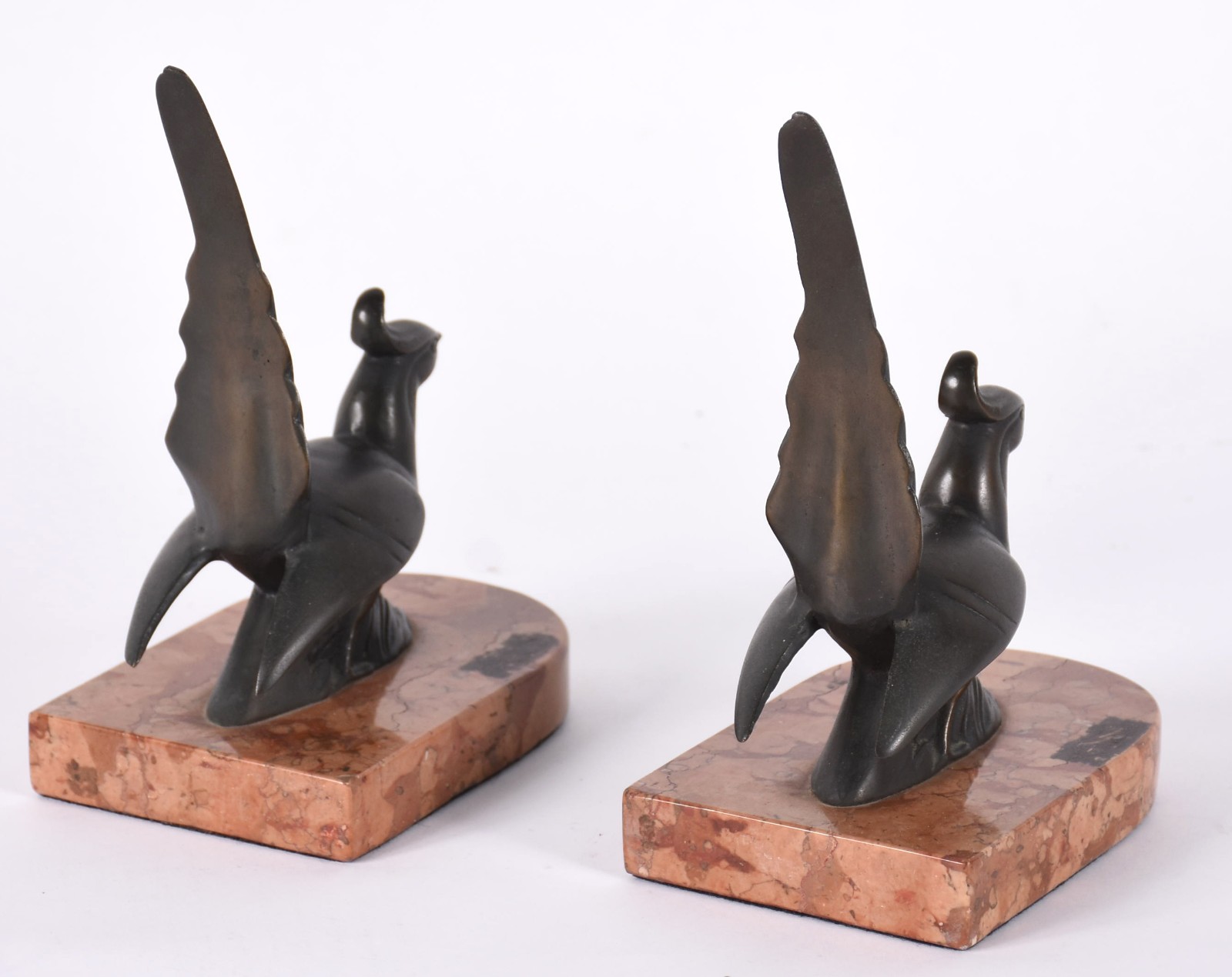 Par de serre livres representando faisões de bronze, bases de mármore. - foto 4 de 4