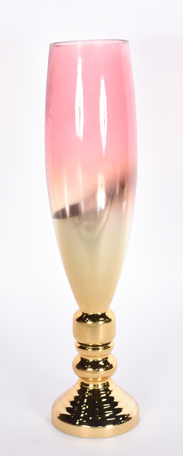 Vaso feitio taça de vidro na cor lilás e dourado. - foto 1 de 3