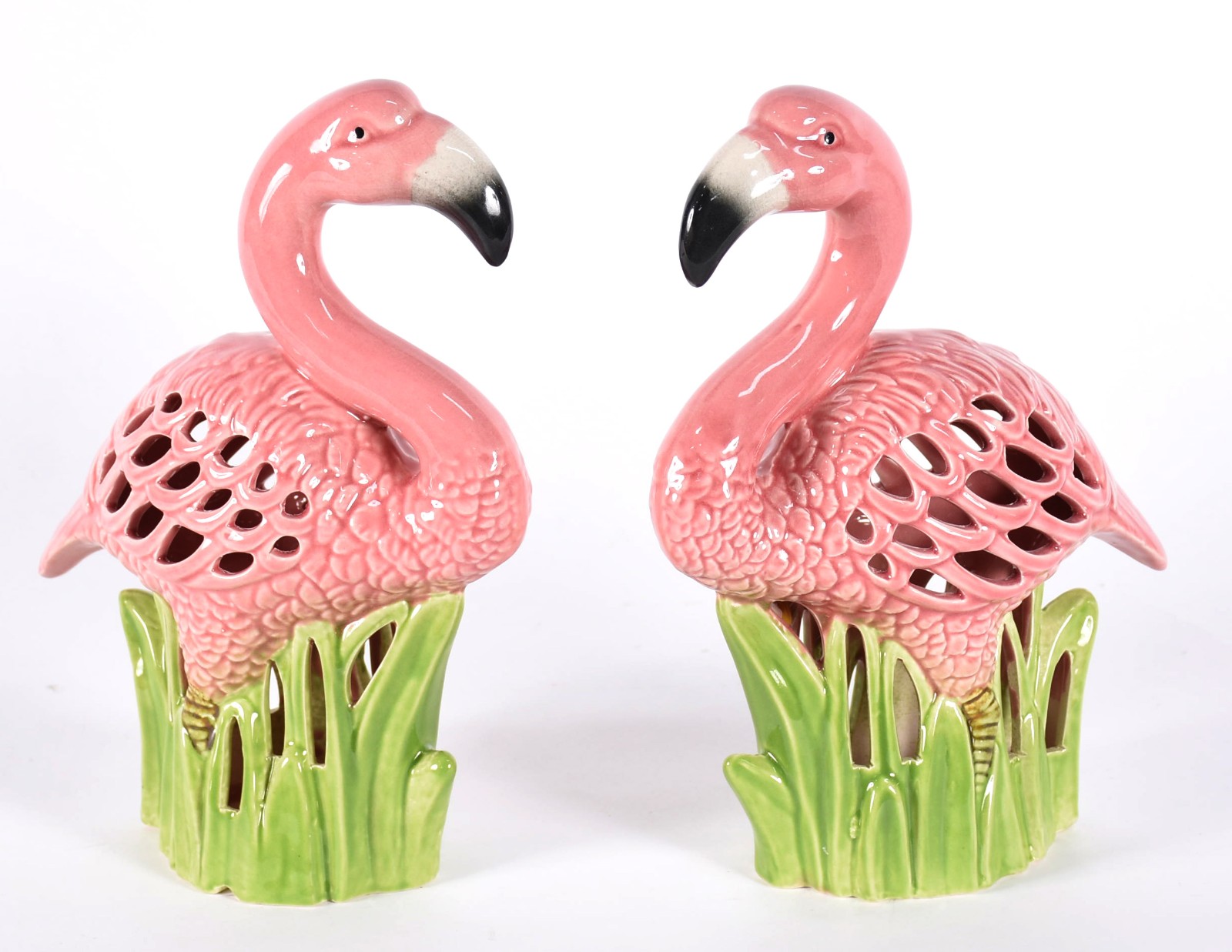 Par de luminárias de cerâmica feitio flamingos, anos 50. - foto 2 de 6