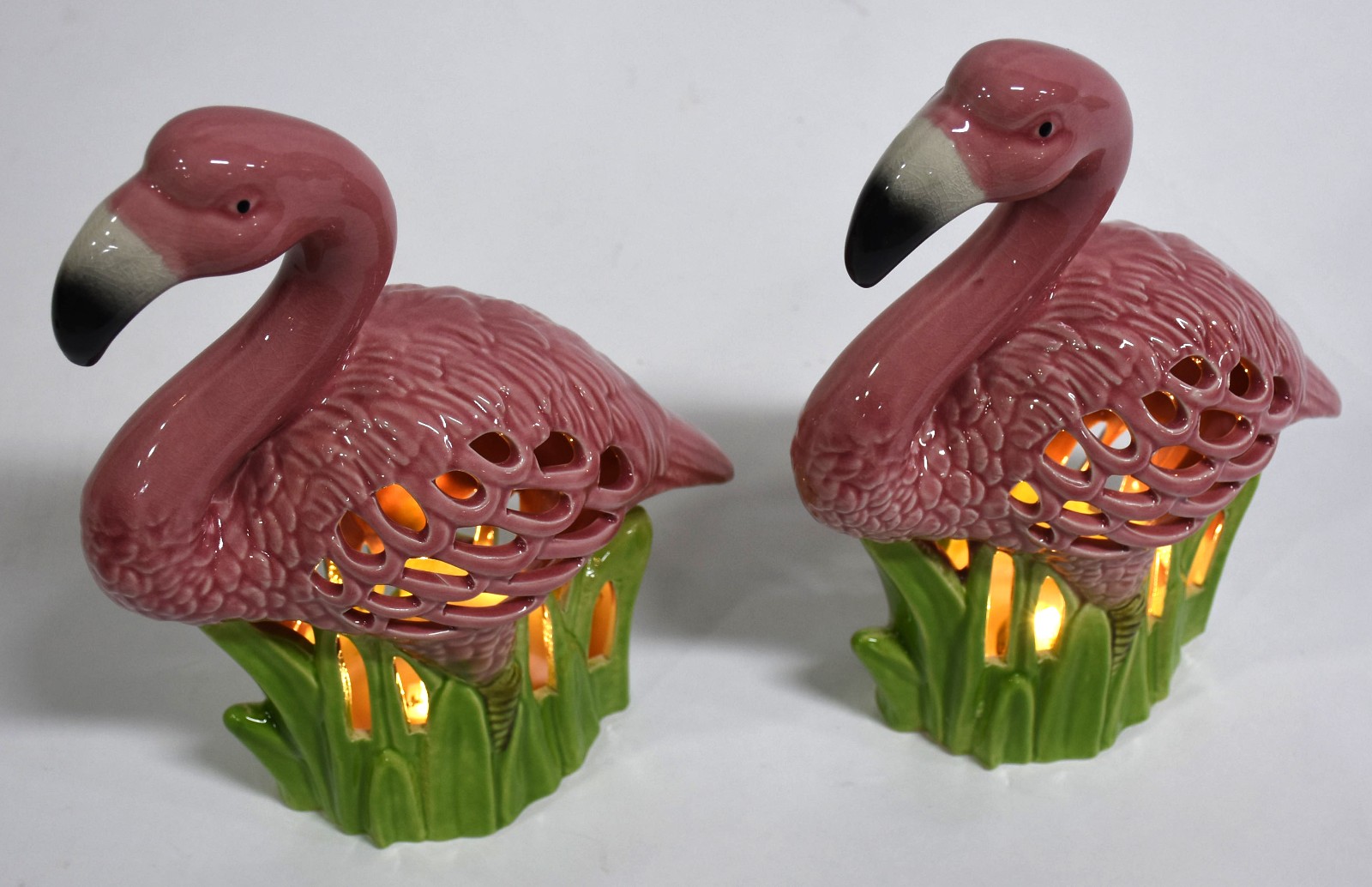 Par de luminárias de cerâmica feitio flamingos, anos 50. - foto 3 de 6