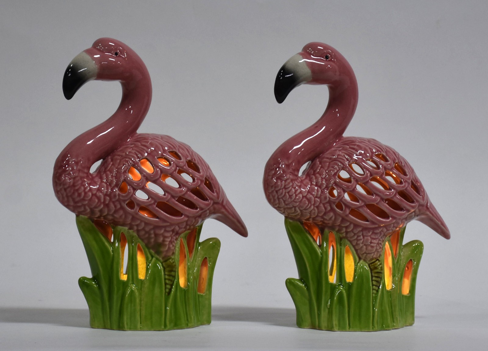 Par de luminárias de cerâmica feitio flamingos, anos 50. - foto 4 de 6