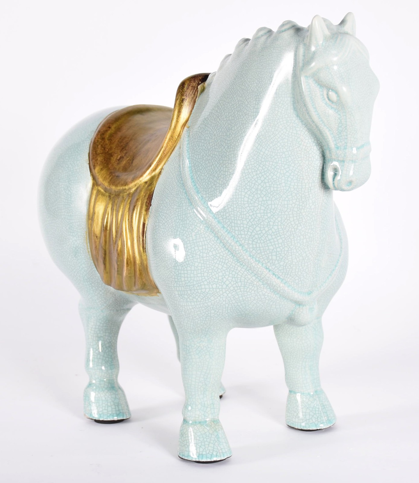 Cavalo de cerâmica estilo oriental na cor verde. - foto 1 de 4