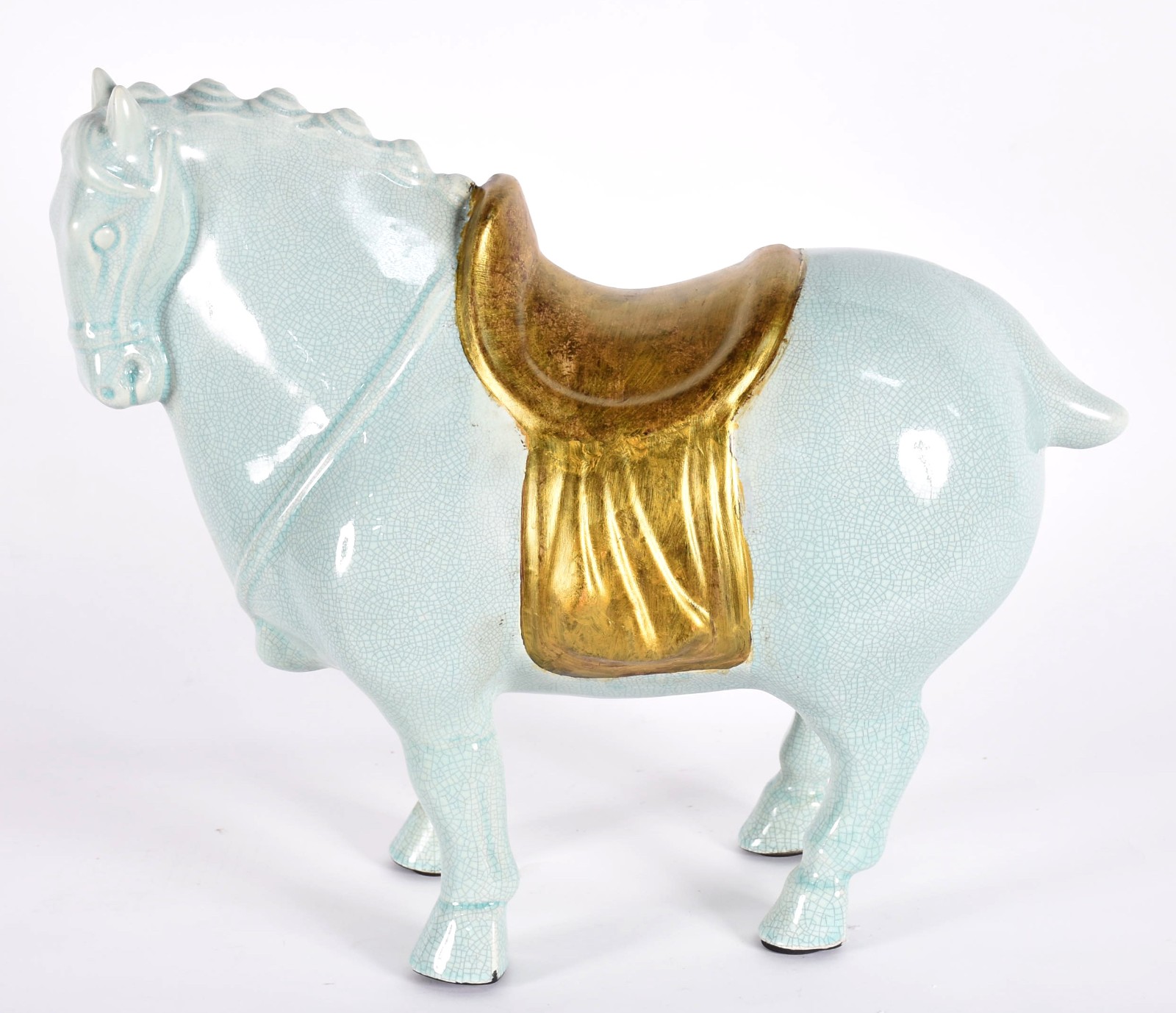 Cavalo de cerâmica estilo oriental na cor verde. - foto 2 de 4