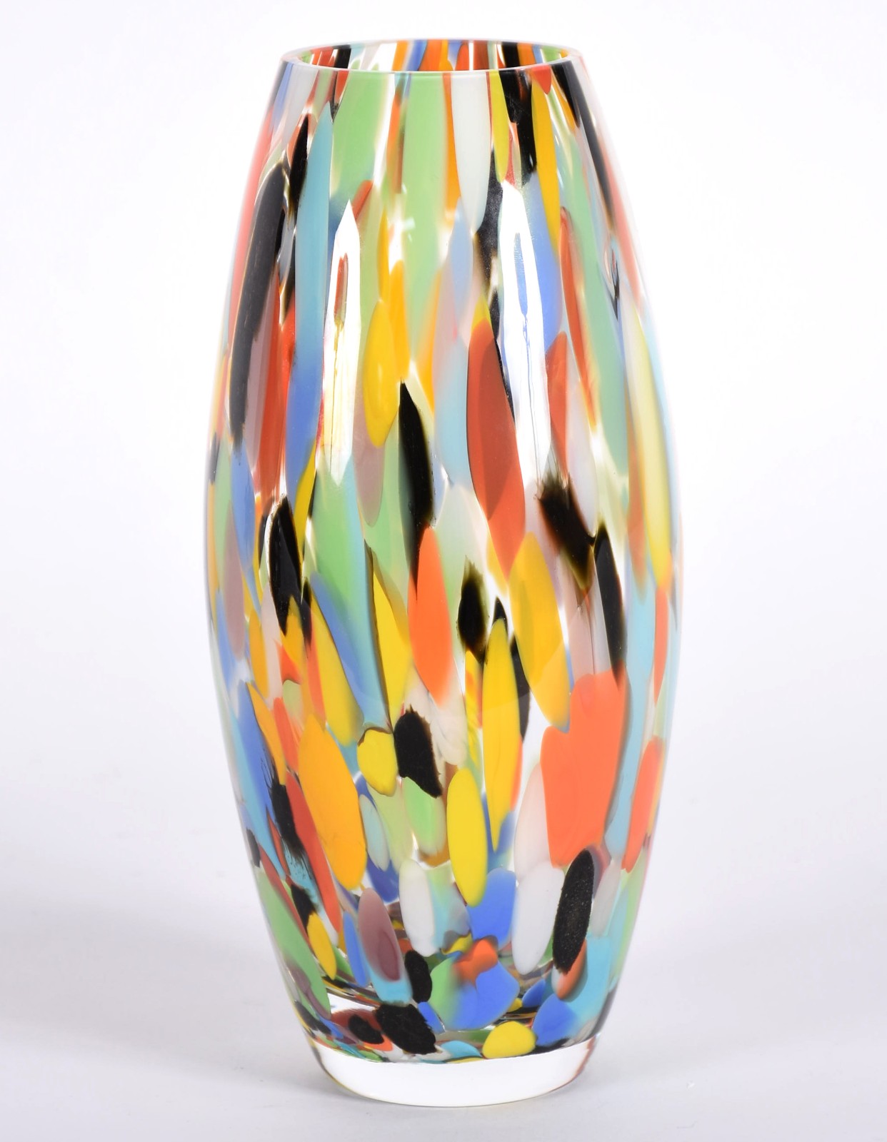 Vaso de vidro decorativo com mesclas coloridas. - foto 2 de 3