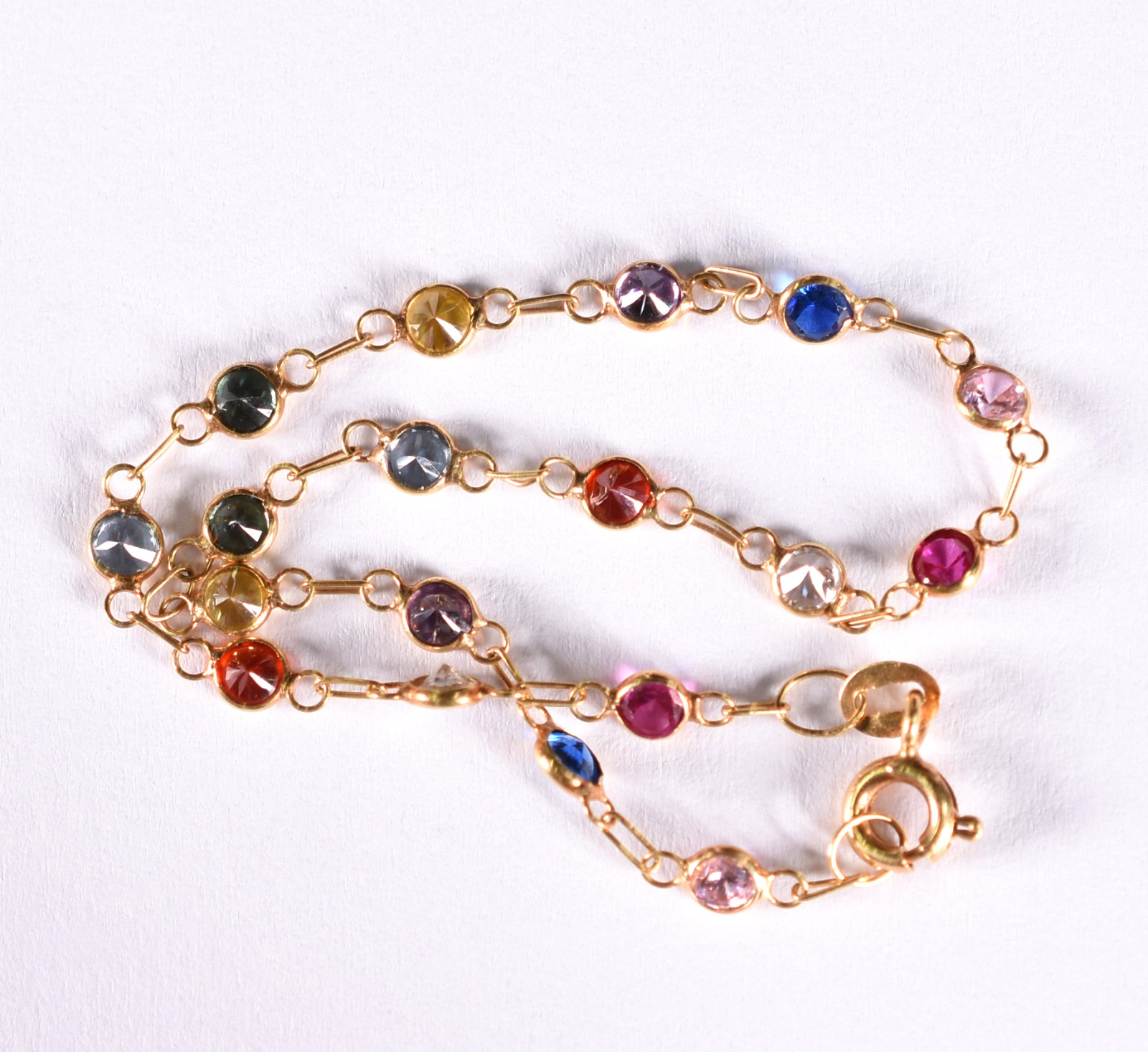 Pulseira de ouro 18 k, contraste 750 com pedras coloridas (Por... - foto 1 de 3