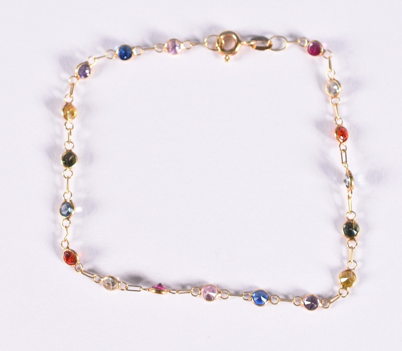 Pulseira de ouro 18 k, contraste 750 com pedras coloridas (Por... - foto 2 de 3