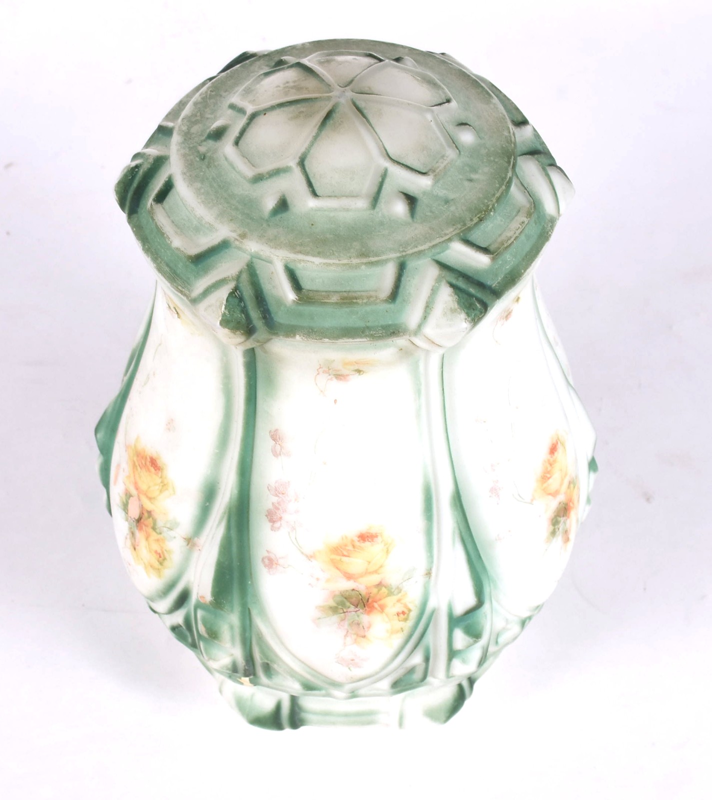 Cúpula para luminária de vidro opalinado branco e verde. Diâmetro do... - foto 4 de 5