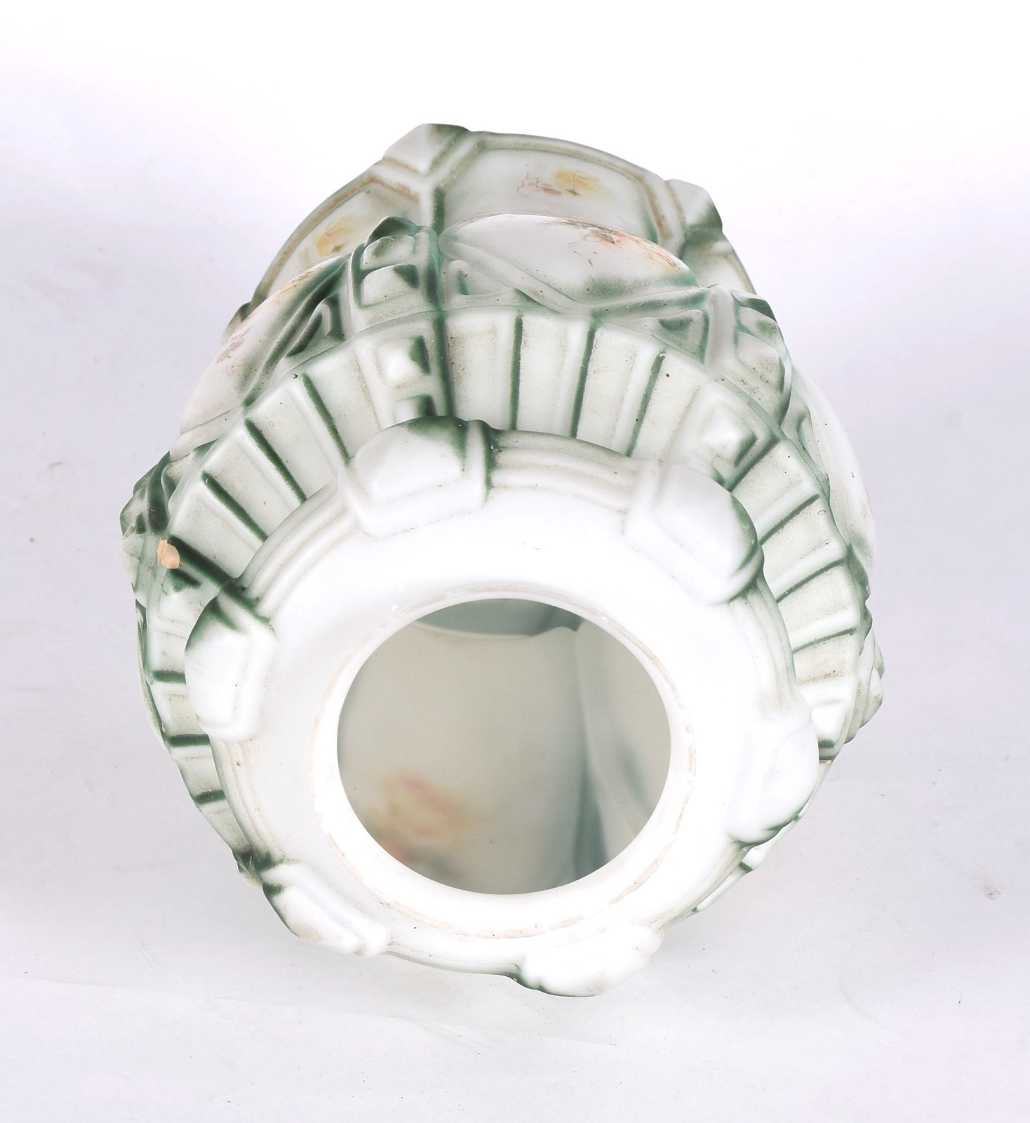 Cúpula para luminária de vidro opalinado branco e verde. Diâmetro do... - foto 5 de 5