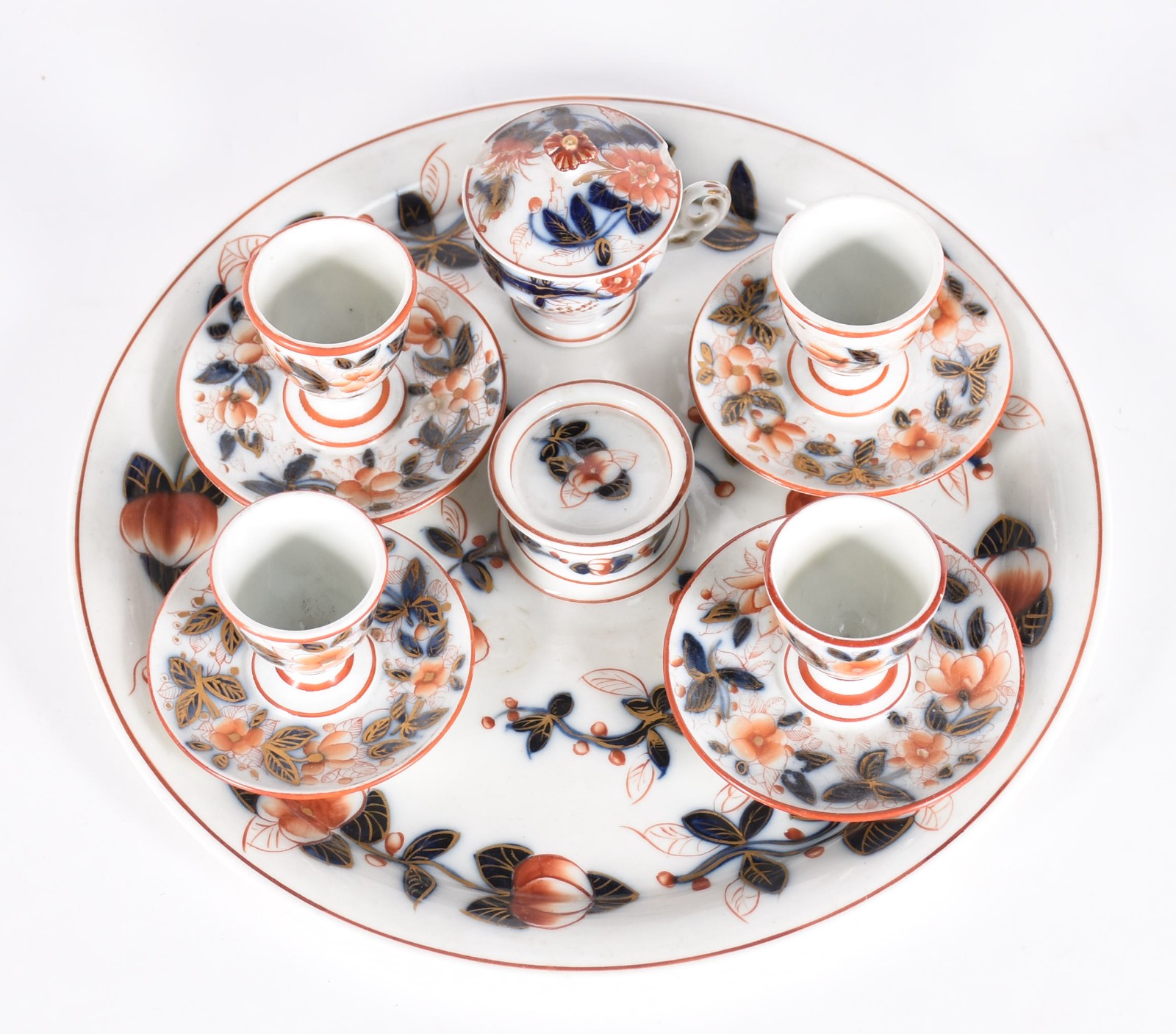 Serviço para ovos de porcelana oriental composto de bandeja, 4 porta... - foto 2 de 7