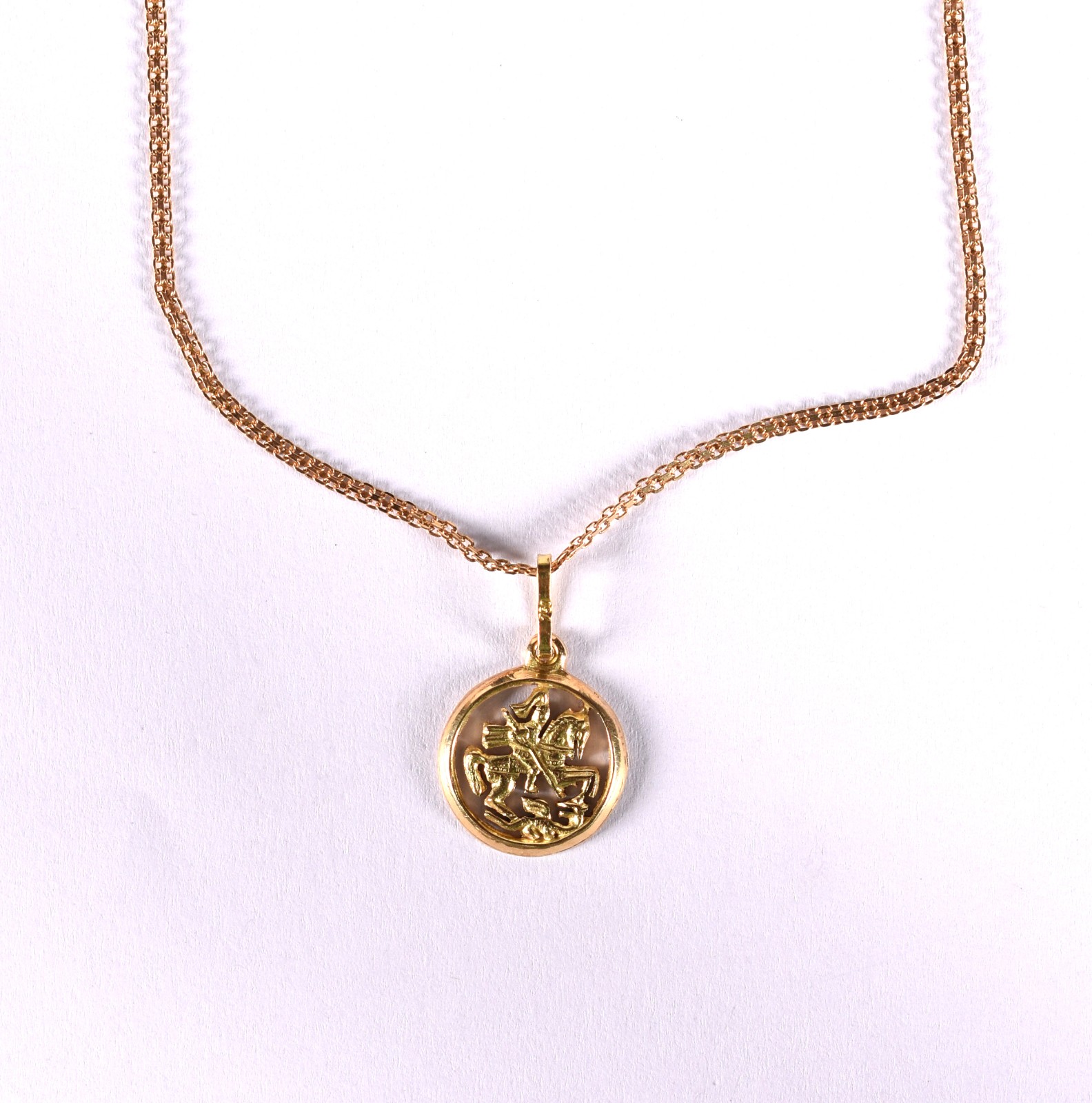 Pulseira de ouro 18 k, contraste 750 com pingente de São Jorge (Por... - foto 1 de 5