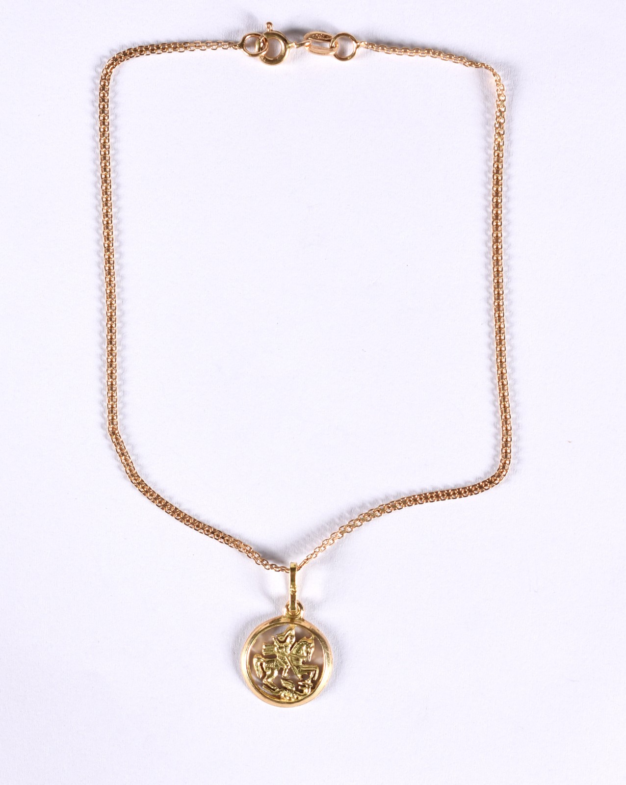Pulseira de ouro 18 k, contraste 750 com pingente de São Jorge (Por... - foto 3 de 5