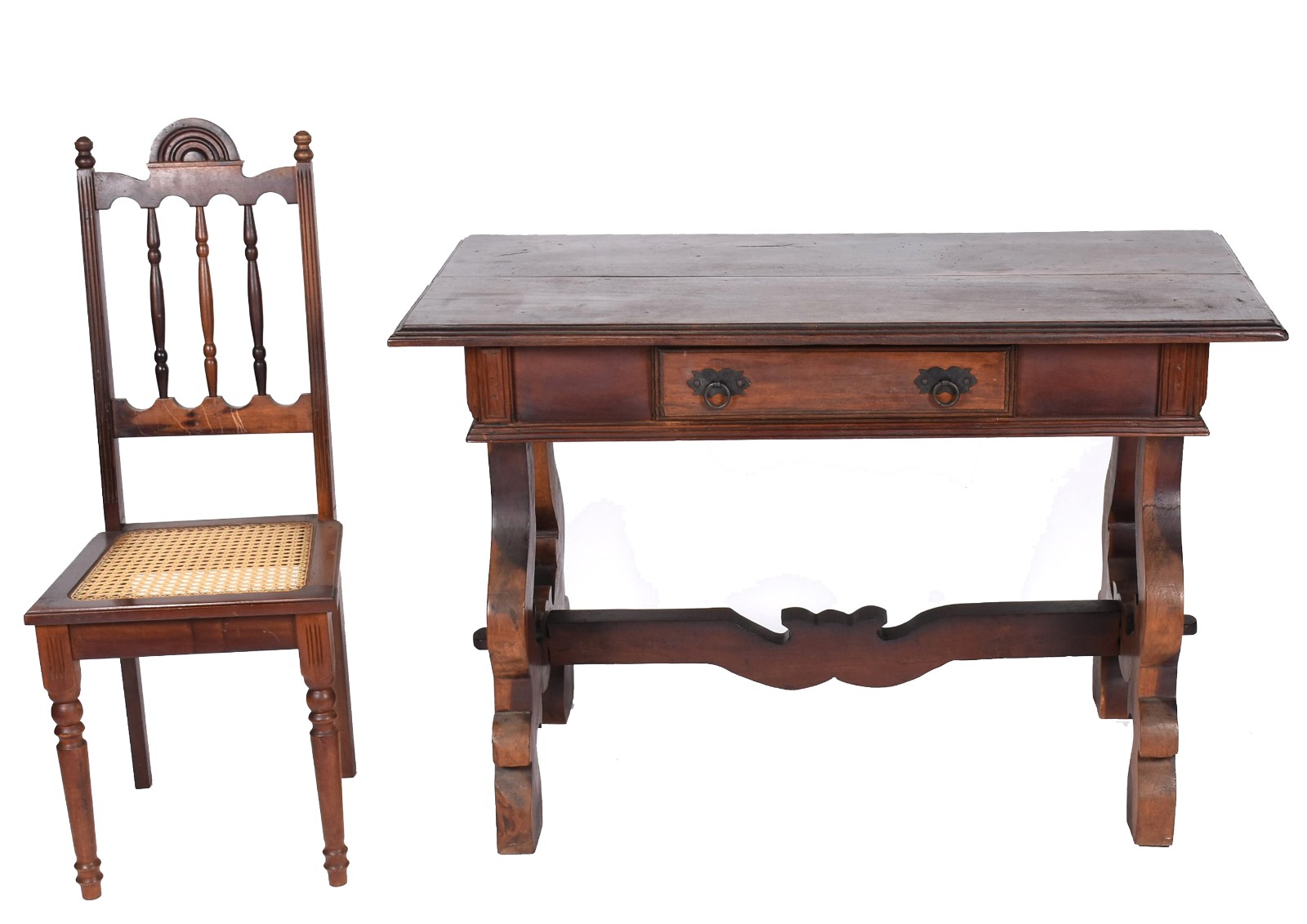 Mesa/escrivaninha de madeira nobre estilo colonial brasileiro, uma... - foto 2 de 4